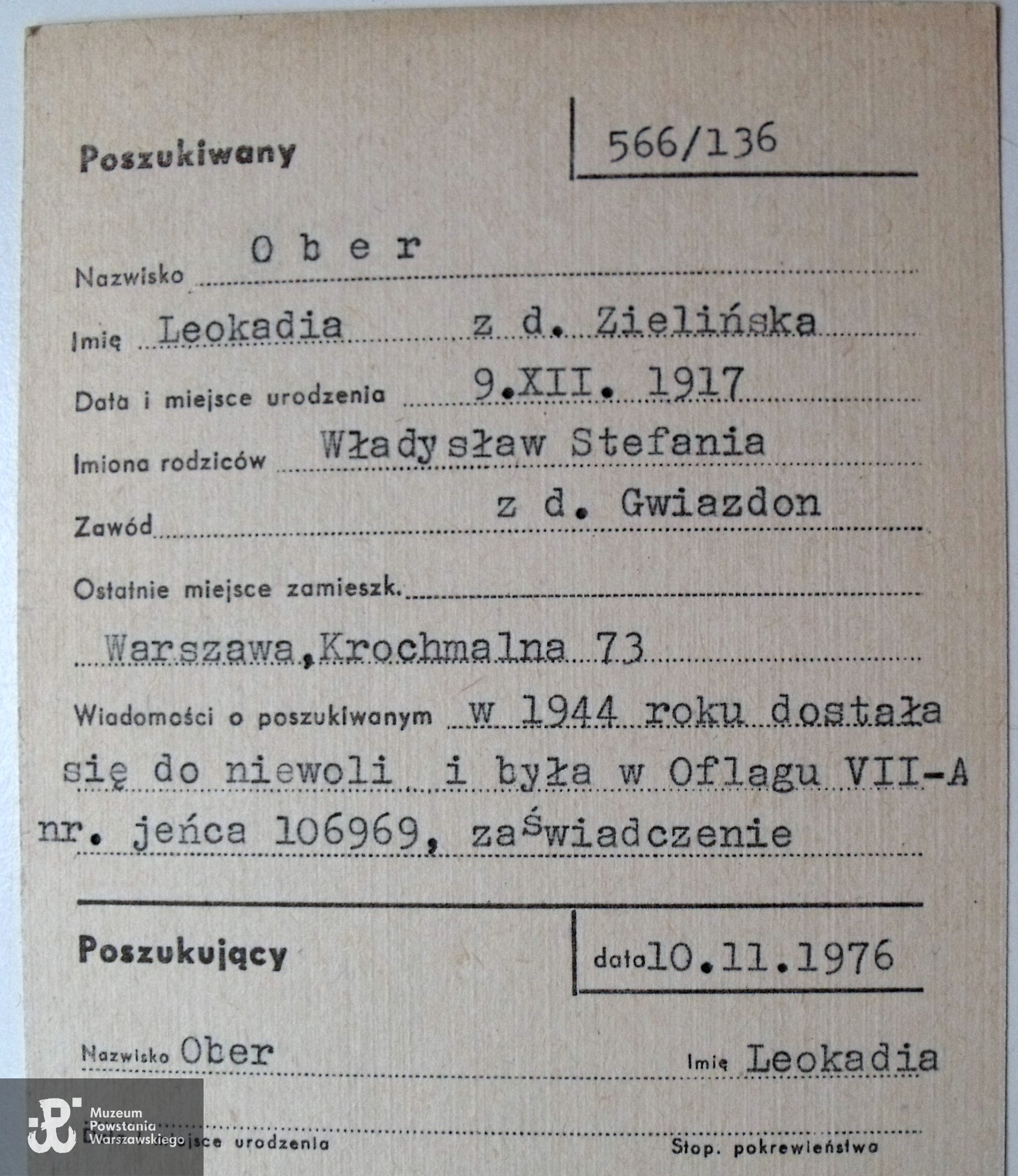 Polski Czerwony Krzyż - kartoteka