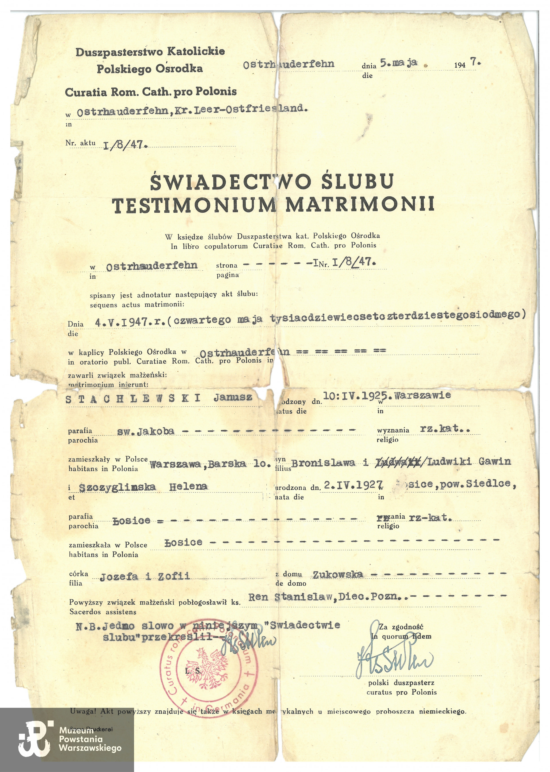 Dokument  z archiwum rodzinnego 