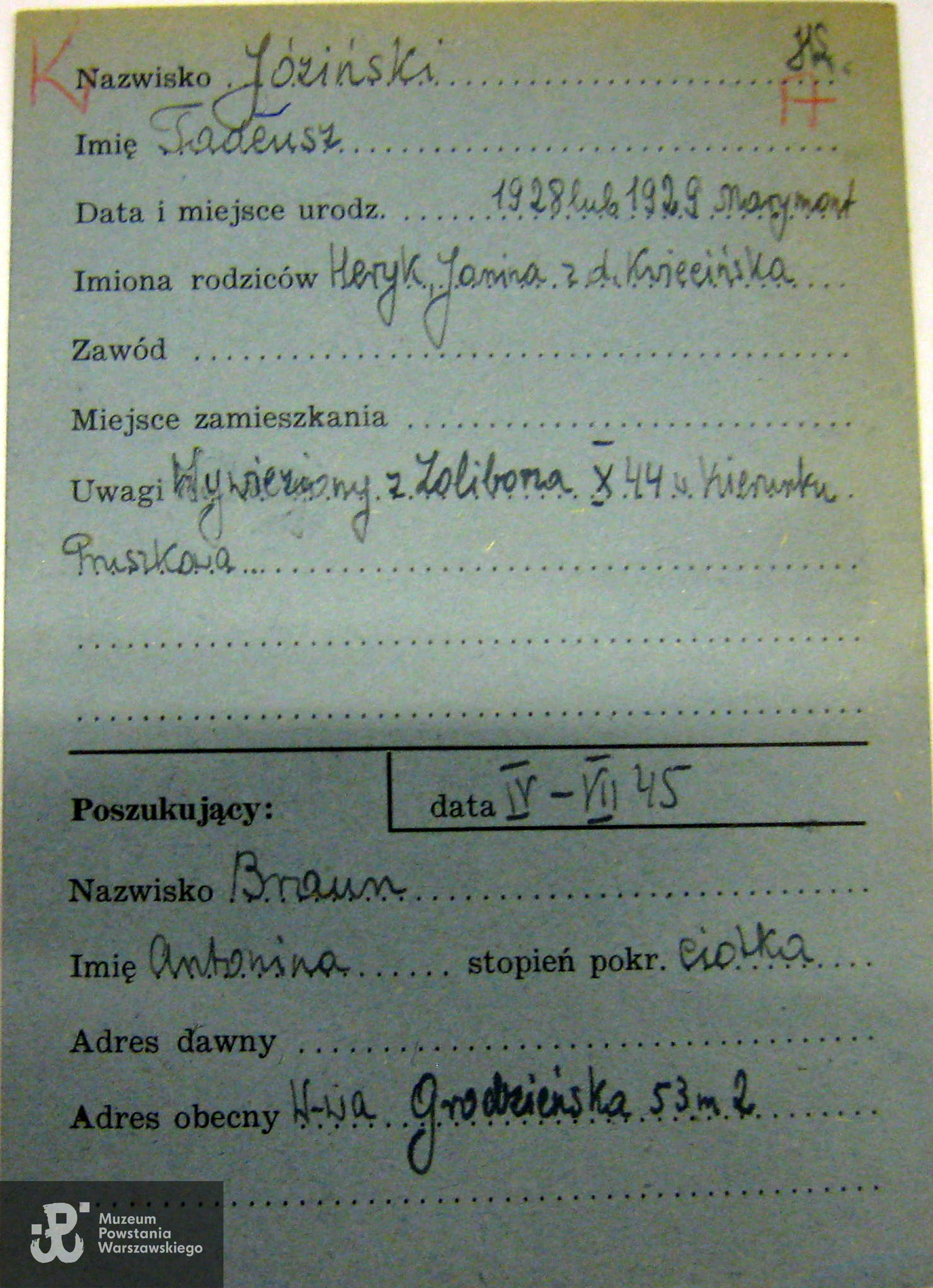 Polski Czerwony Krzyż - kartoteka