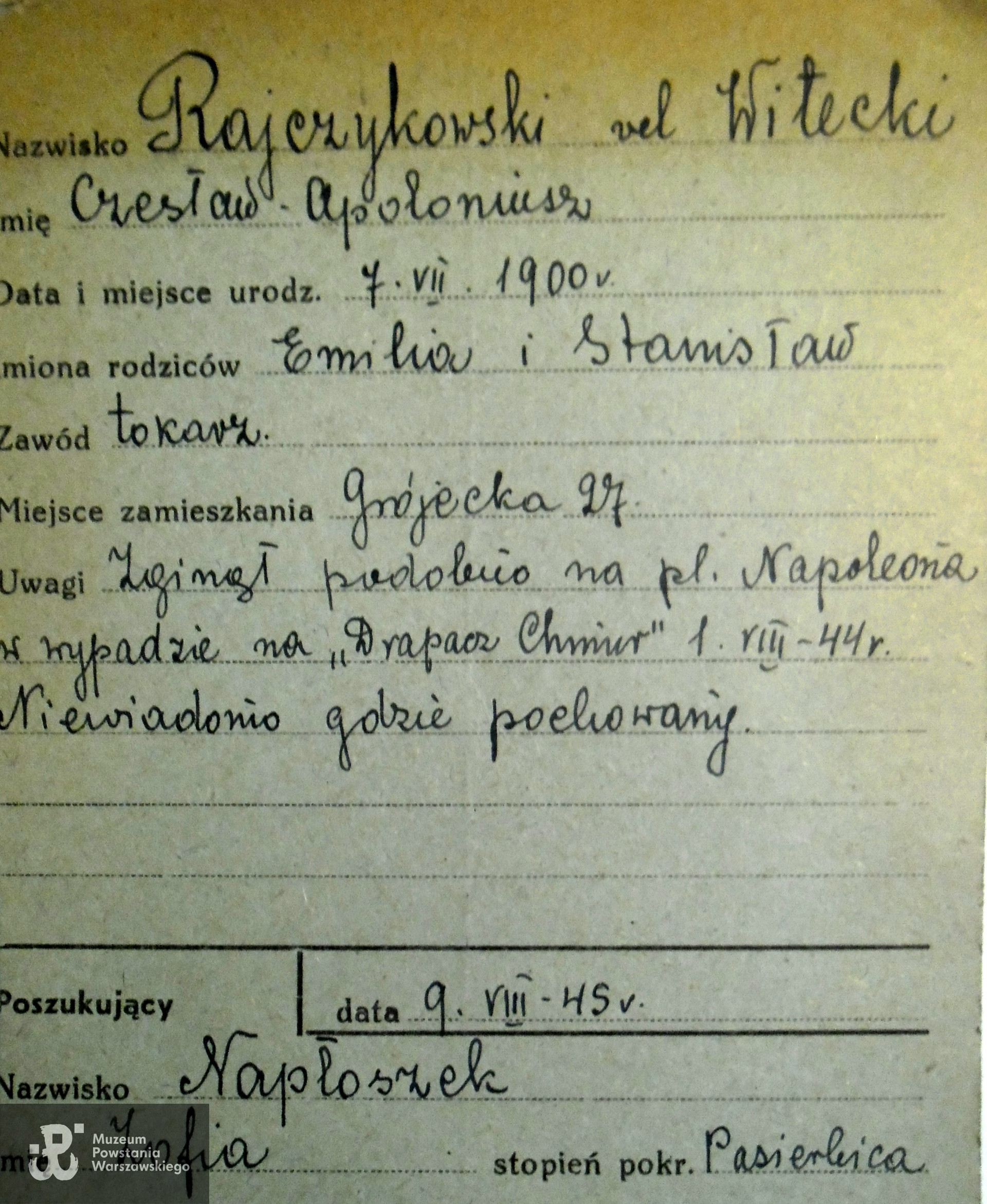 PCK - kartoteka poszukiwań