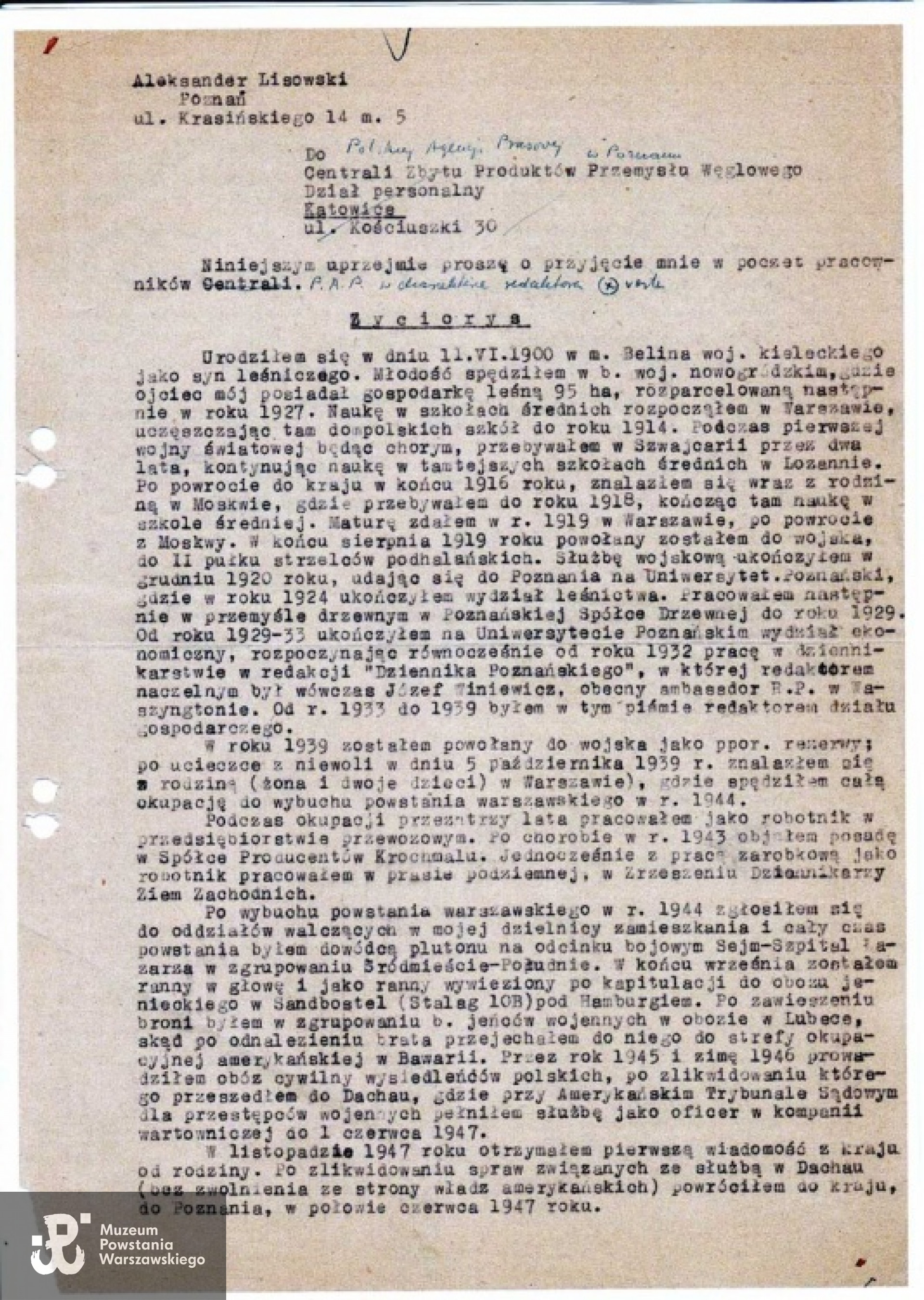 Życiorys por. Lisowskiego - str. 1