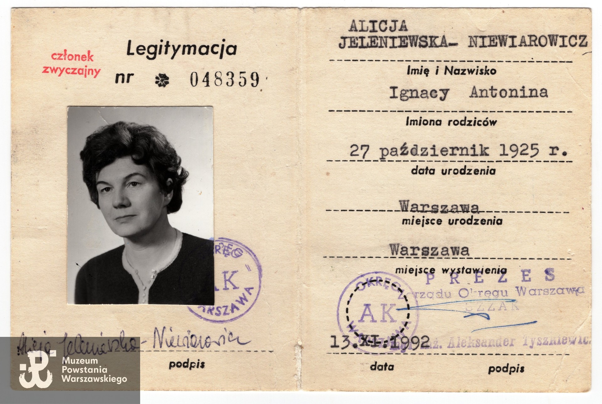 Ze zbiorów Alicji Jenieniewskiej-Niewiarowicz, skan wykonano w Dziale Kombatanta MPW