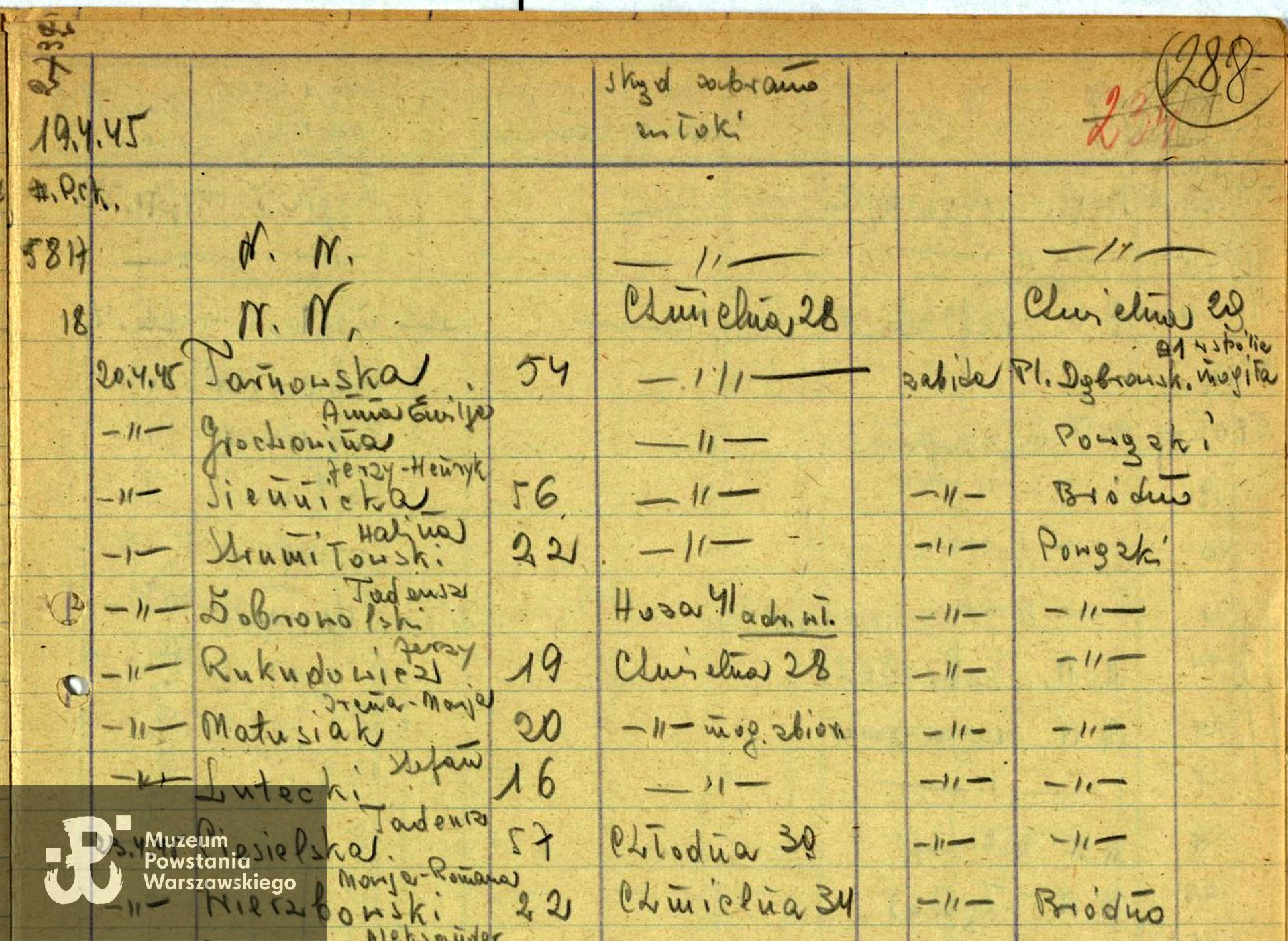 Archiwum Państwowe w Warszawie - listy ekshumowanych