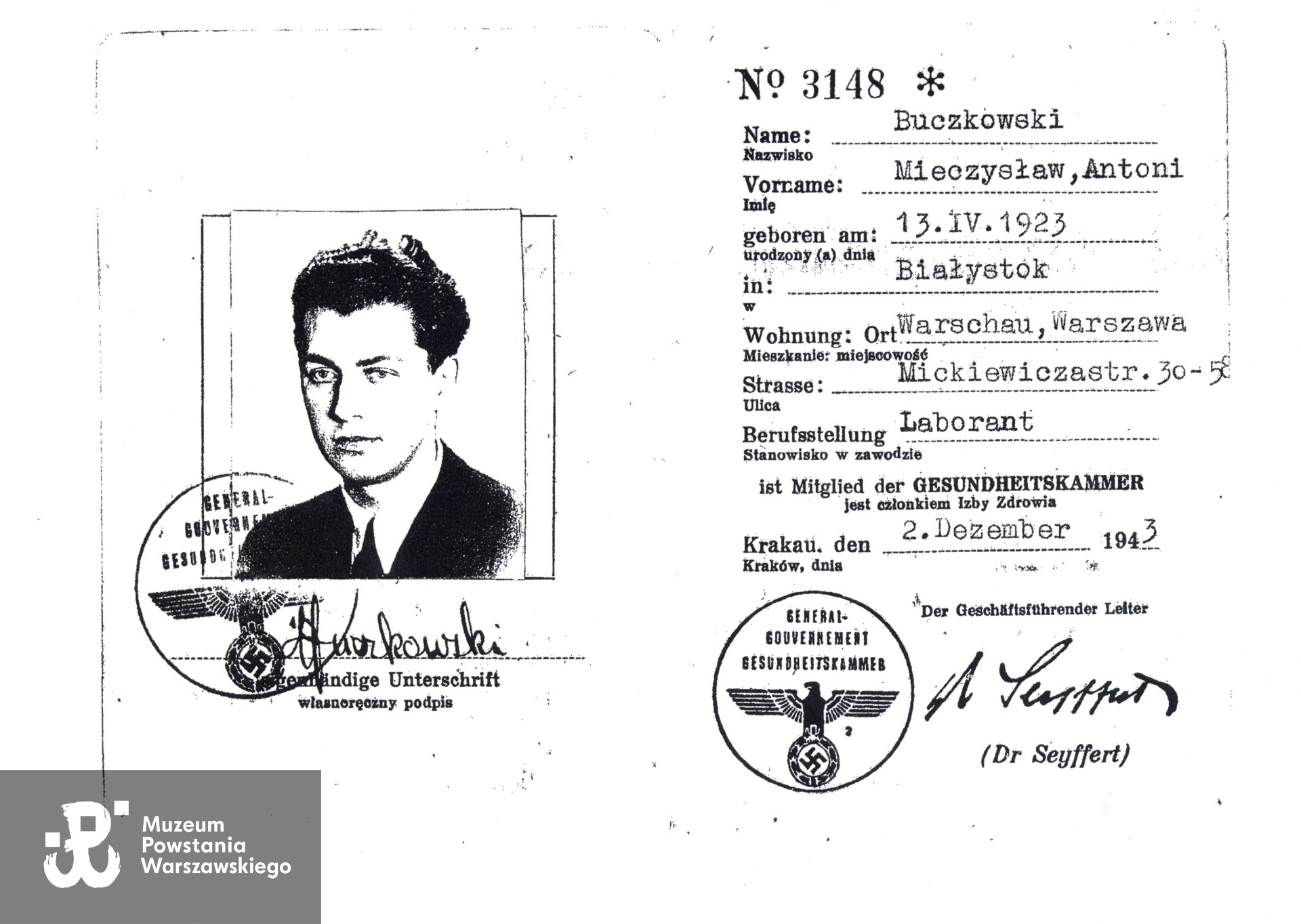 Muzeum Powstania Warszawskiego, Teczki personalne uczestników Powstania Warszawskiego: Buczkowski Mieczysław