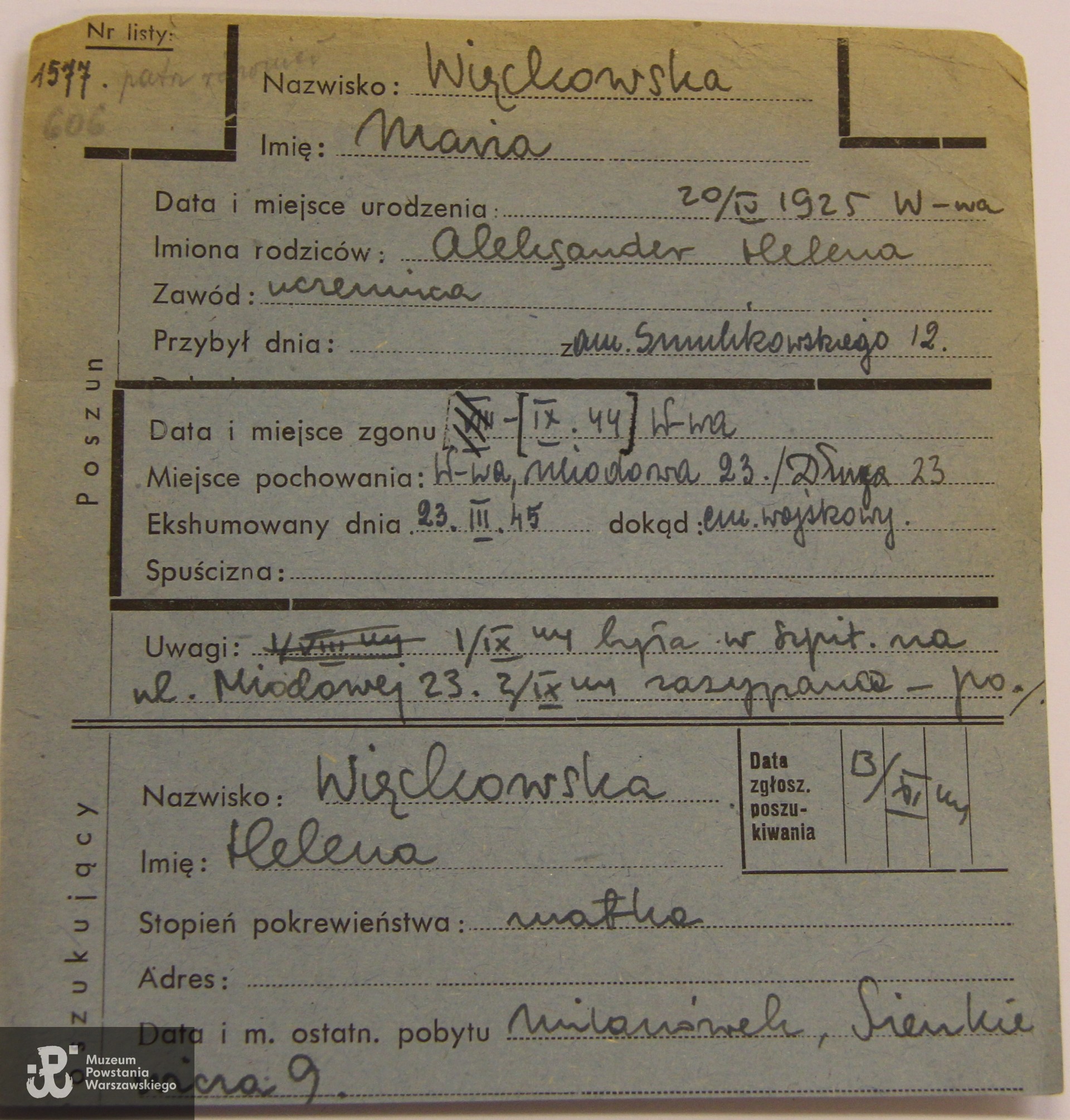 Polski Czerwony Krzyż - kartoteka