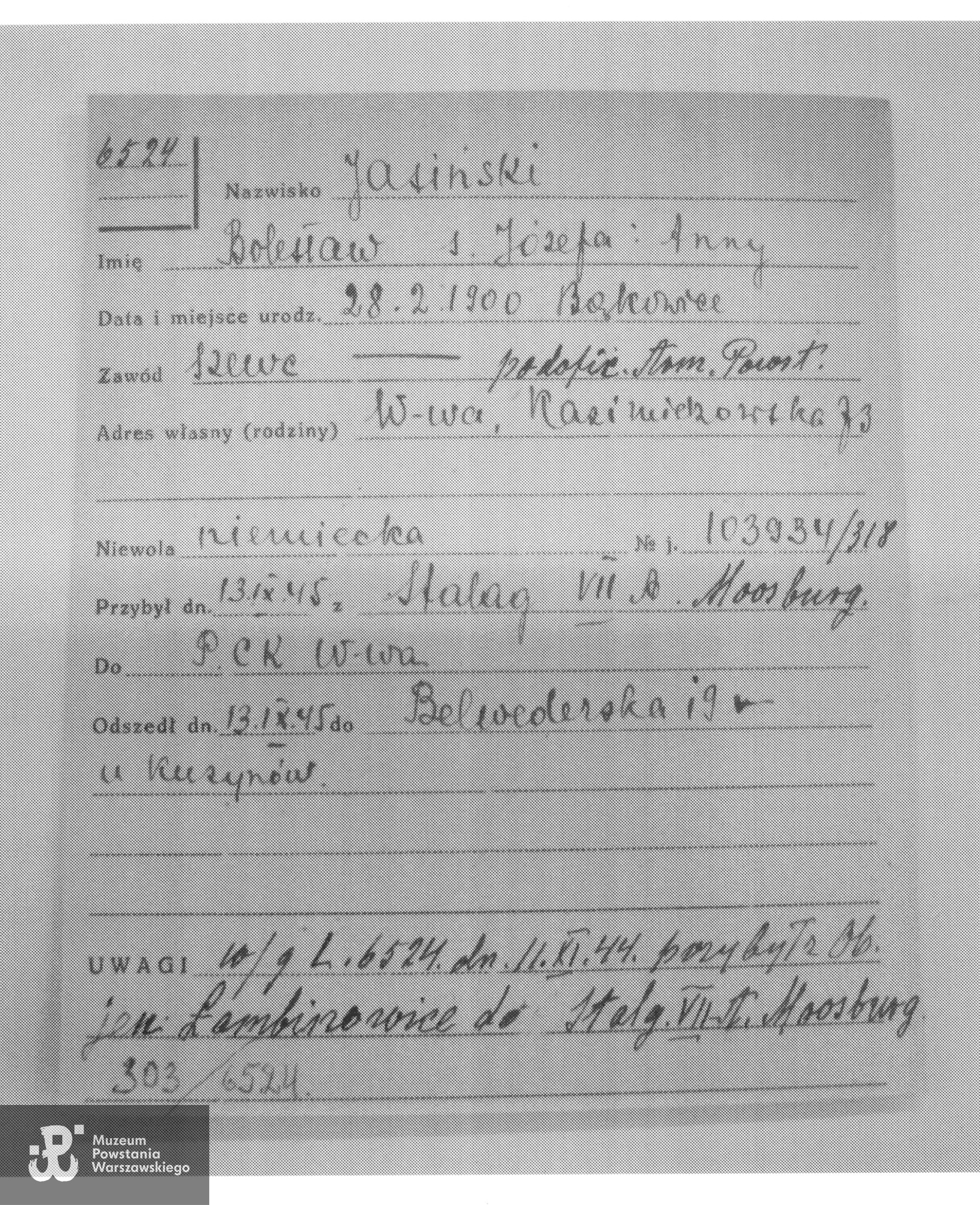 Polski Czerwony Krzyż - kartoteka