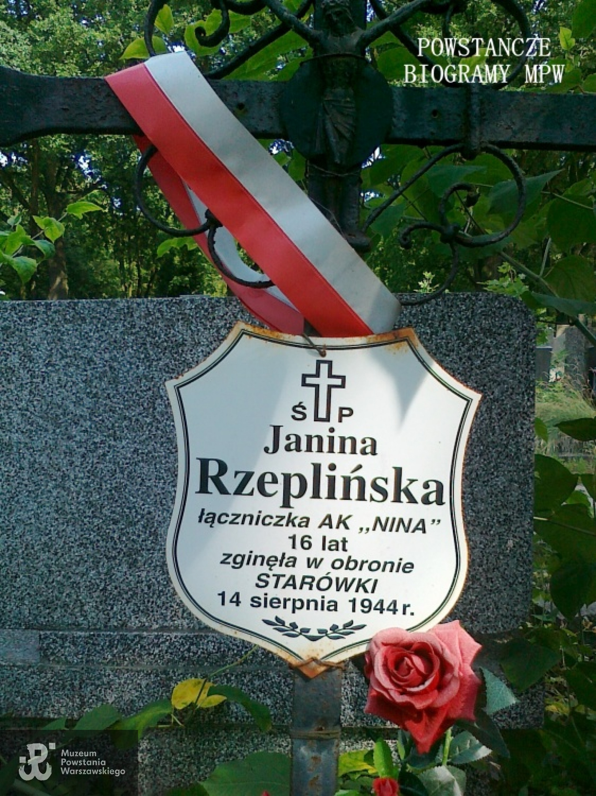 Mogiła Janiny Rzeplińskiej "Niny" na Cmentarzu Bródnowskim w Warszawie, aleja 14 K. Fot. Krzysztof Pawelec