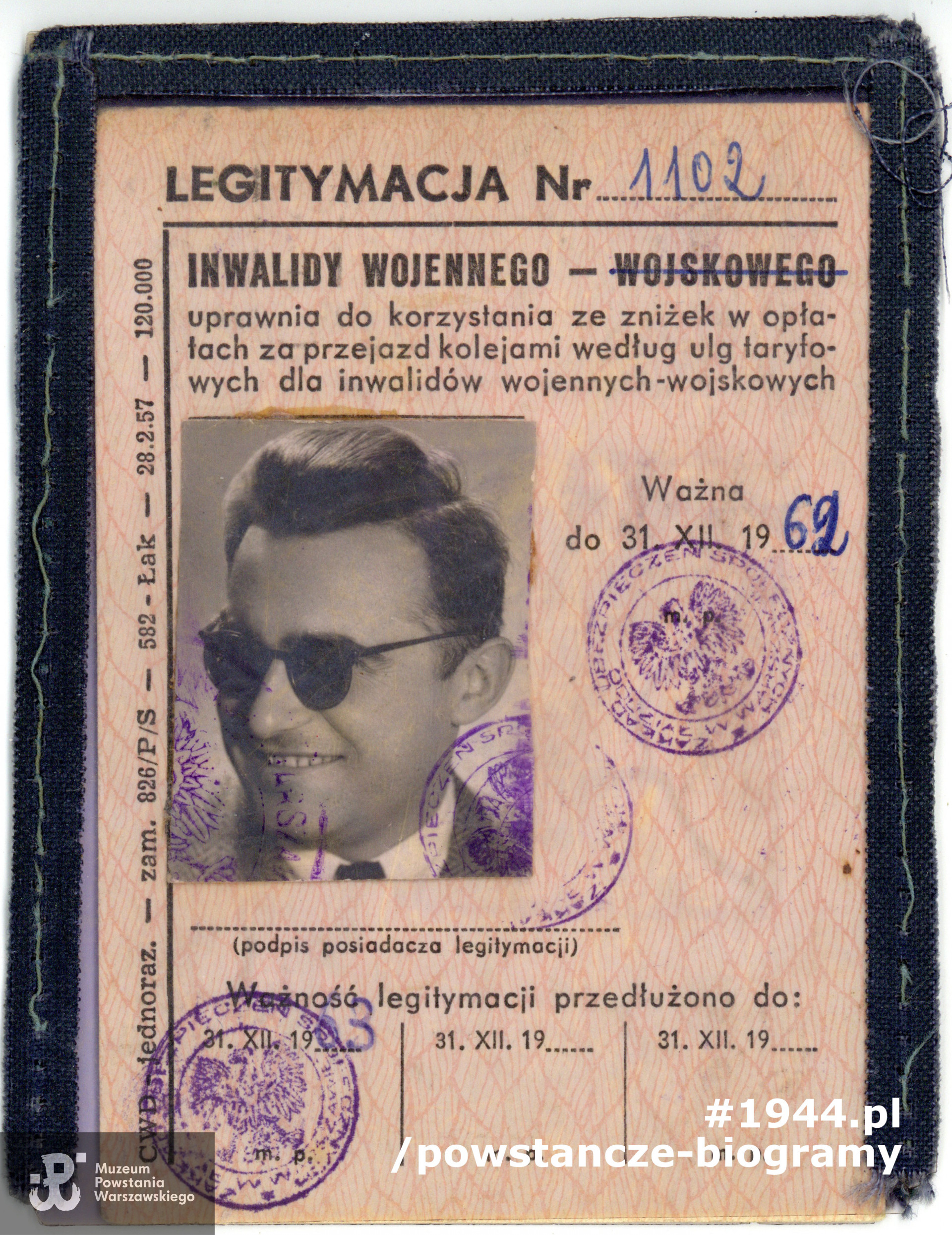 Legitymacja inwalidy wojennego. Z archiwum rodzinnego p. Waldemara Zielińskiego