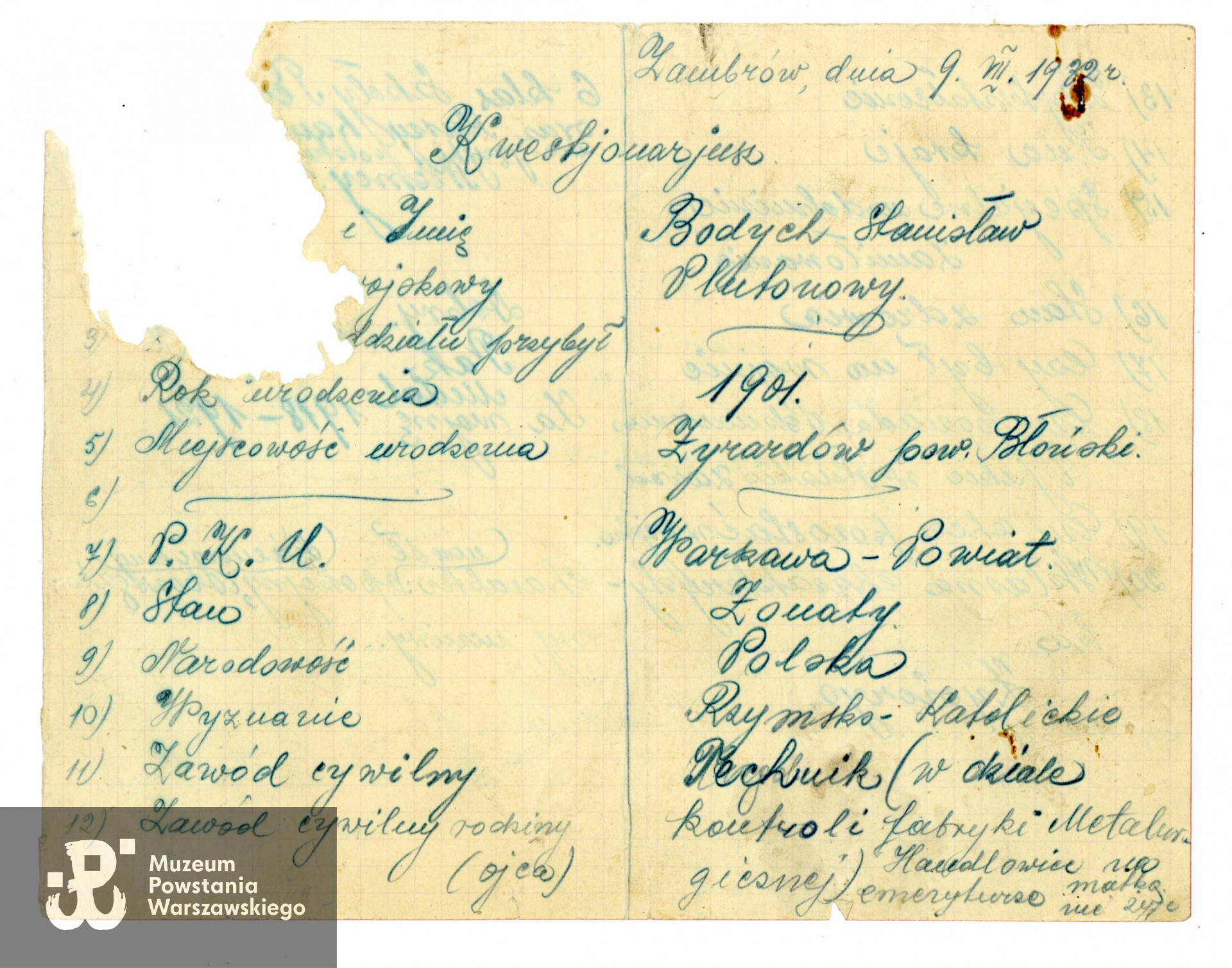 Ze zbiorów rodzinnych, udostępnił p. Tomasz Bodych, wnuk Powstańca