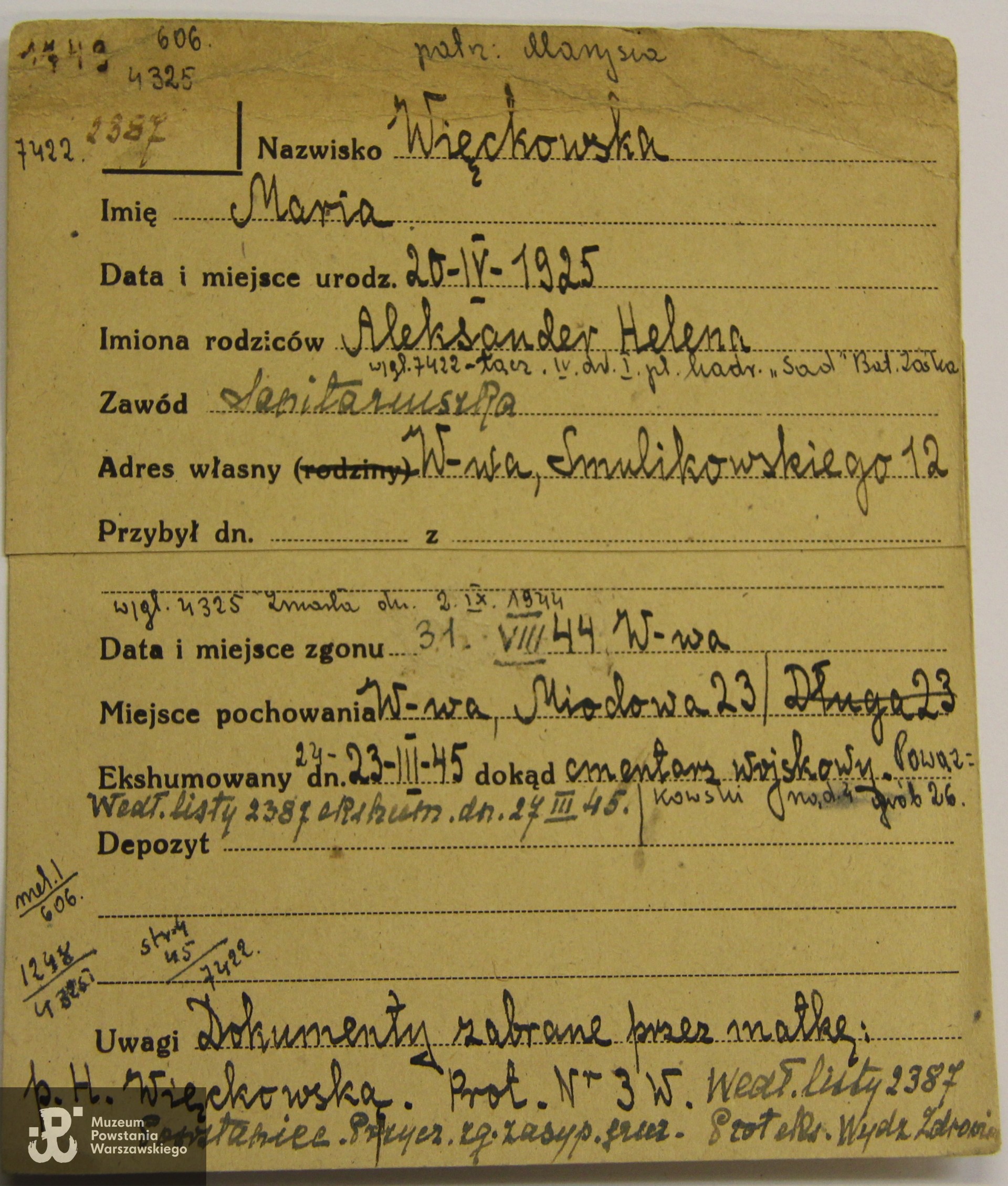 Polski Czerwony Krzyż - kartoteka