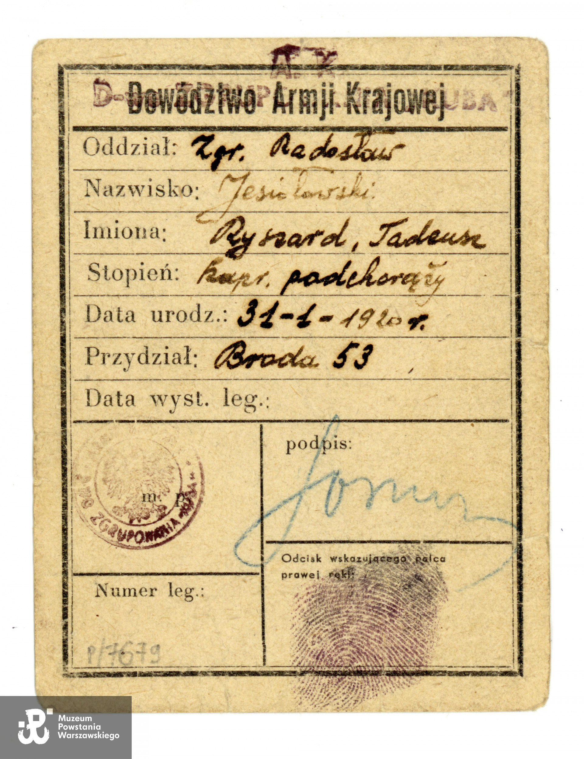 Ze zbiorów Muzeum Powstania Warszawskiego