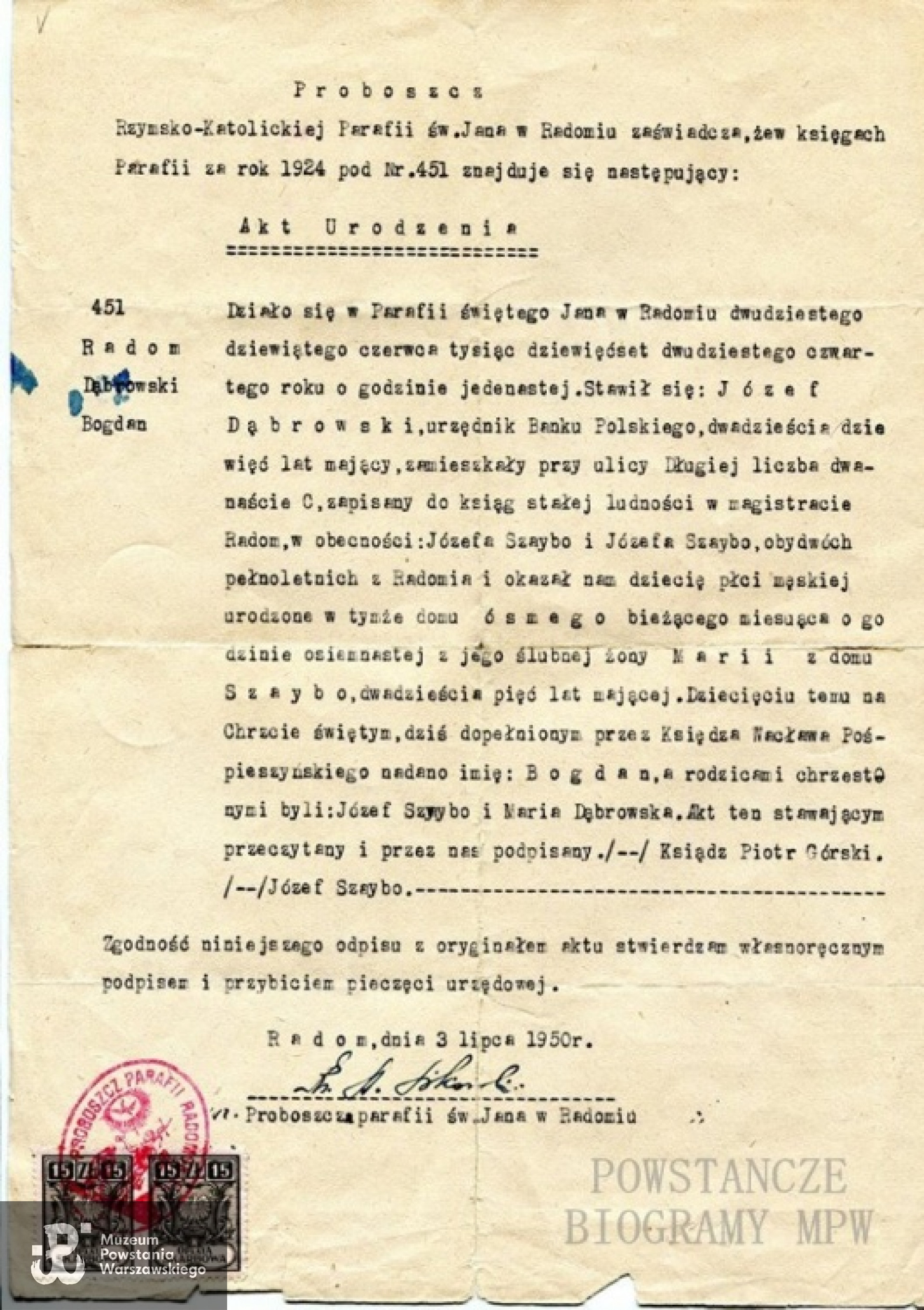 Fot. z archiwum rodzinnego udostępnione przez p. Annę i Andrzeja Dąbrowskich.