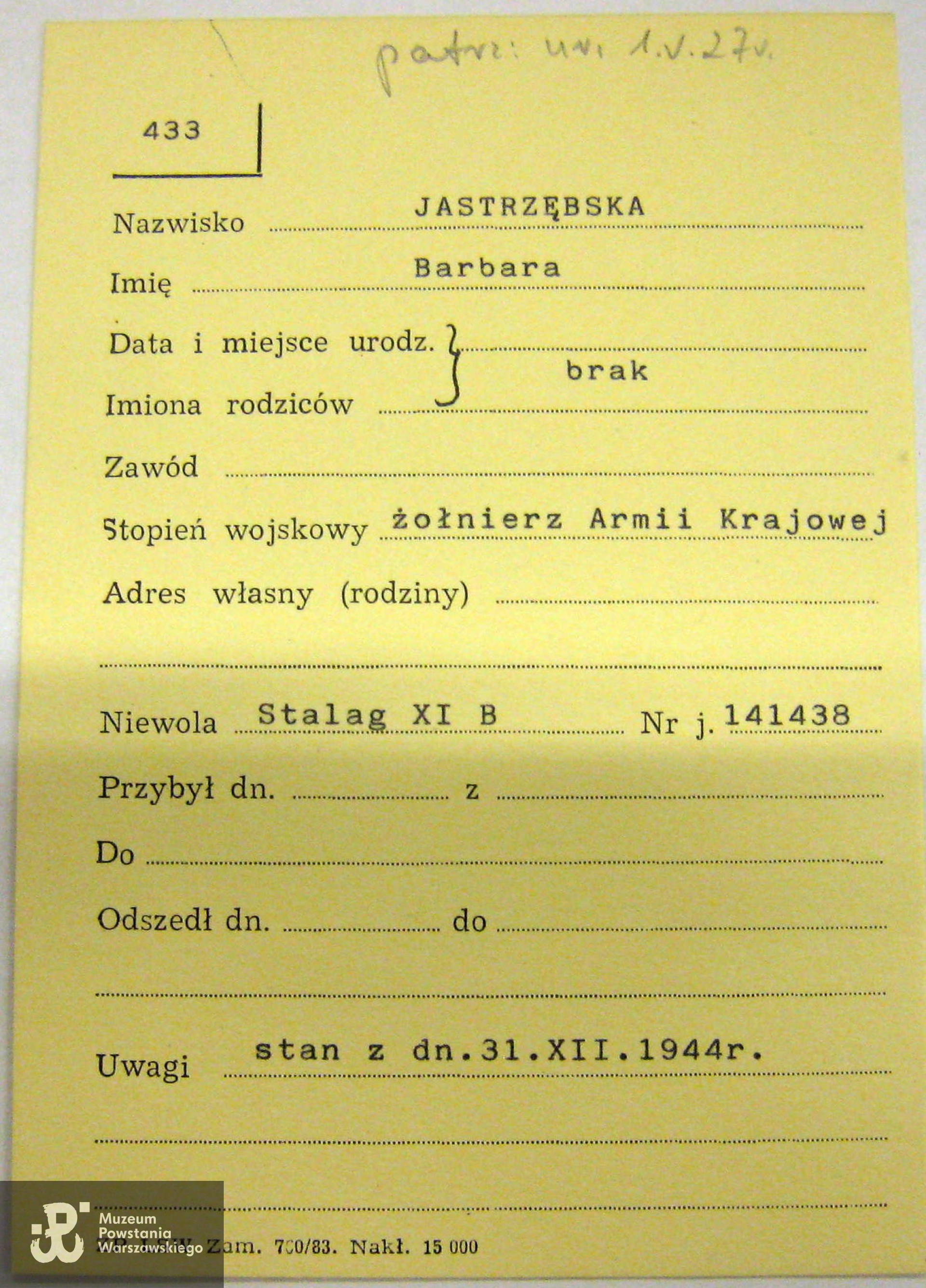 Polski Czerwony Krzyż - kartoteka