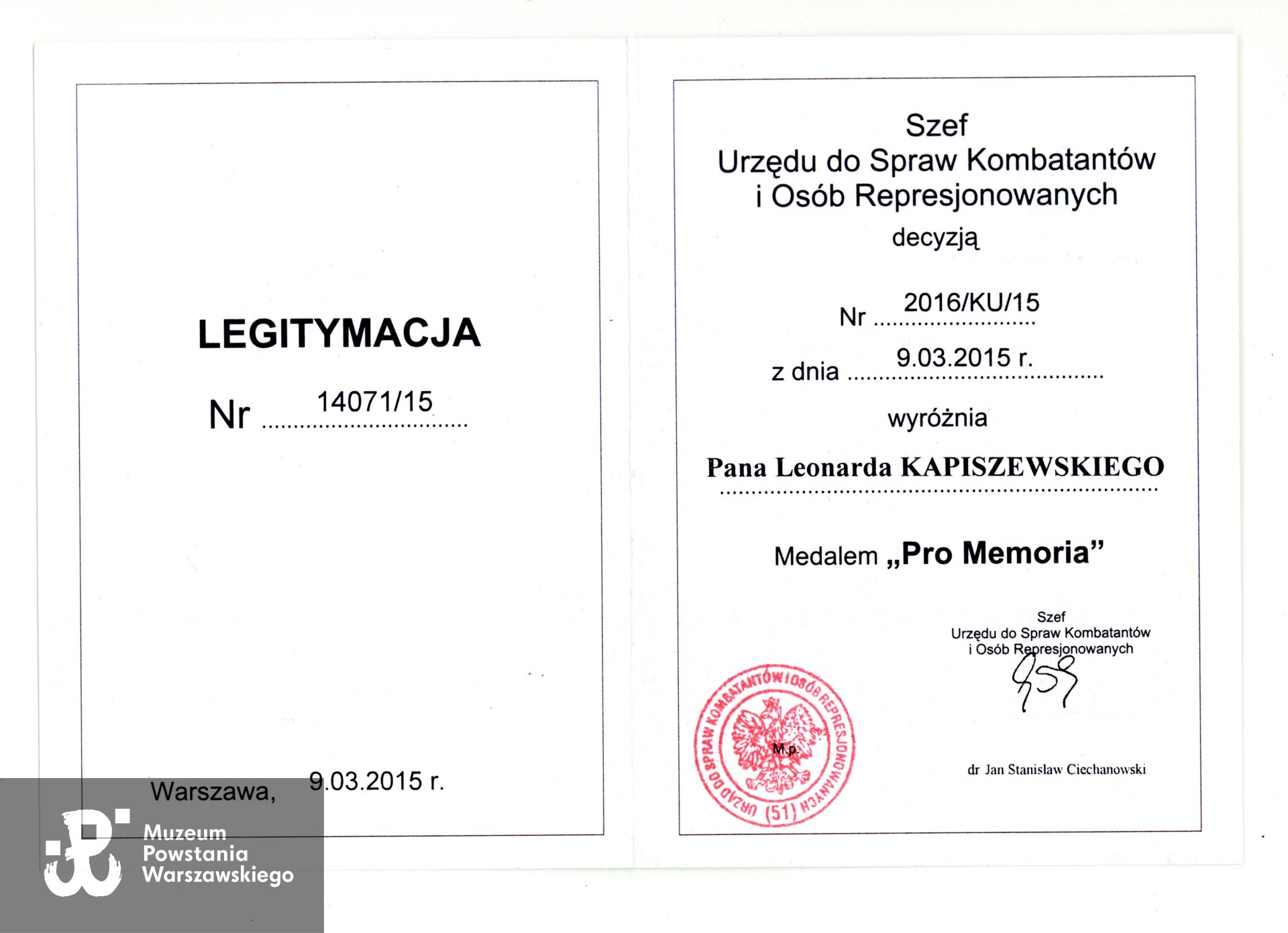 Ze zbiorów prywatnych  Powstańca, udostępnił p. Leonard Kapiszewski ps. Ryś.