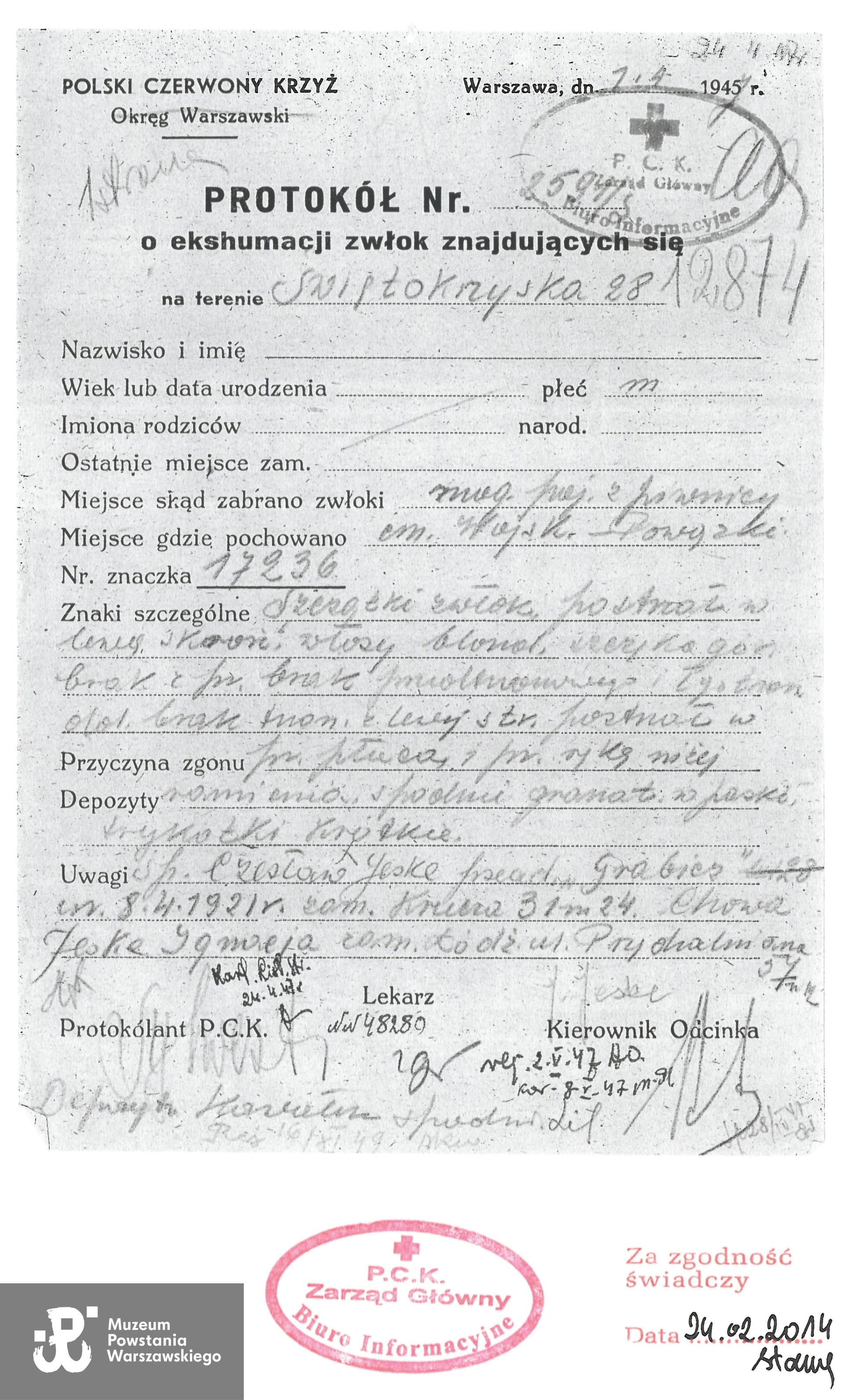 Skan dokumentu nadesłał p. Przemysław Czarnocki 