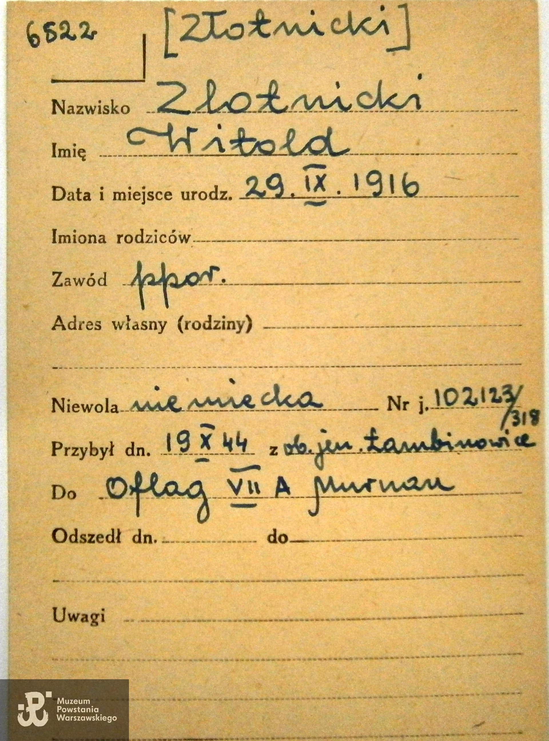 Polski Czerwony Krzyż - kartoteka