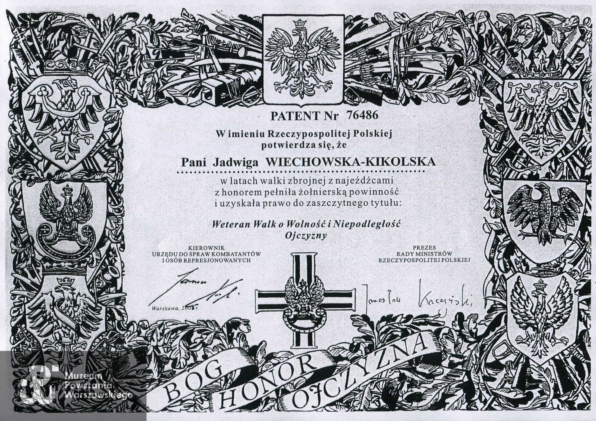 Skan: Muzeum Powstania Warszawskiego - materiały do Słownika Uczestników /Pokój Kombatanta MPW