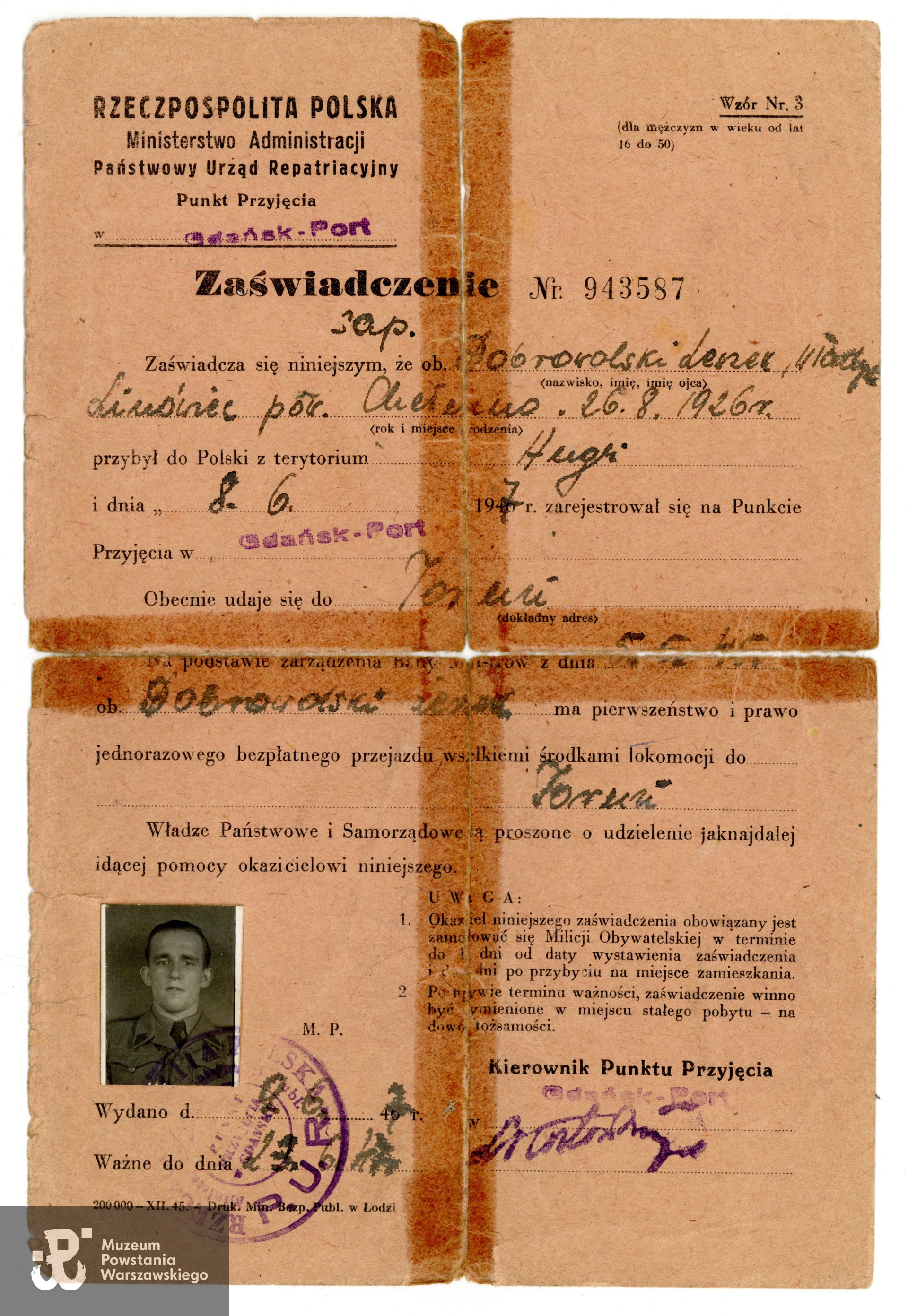 Ze zbiorów rodzinnych p. Ireneusza Dobrowolskiego, syna Powstańca