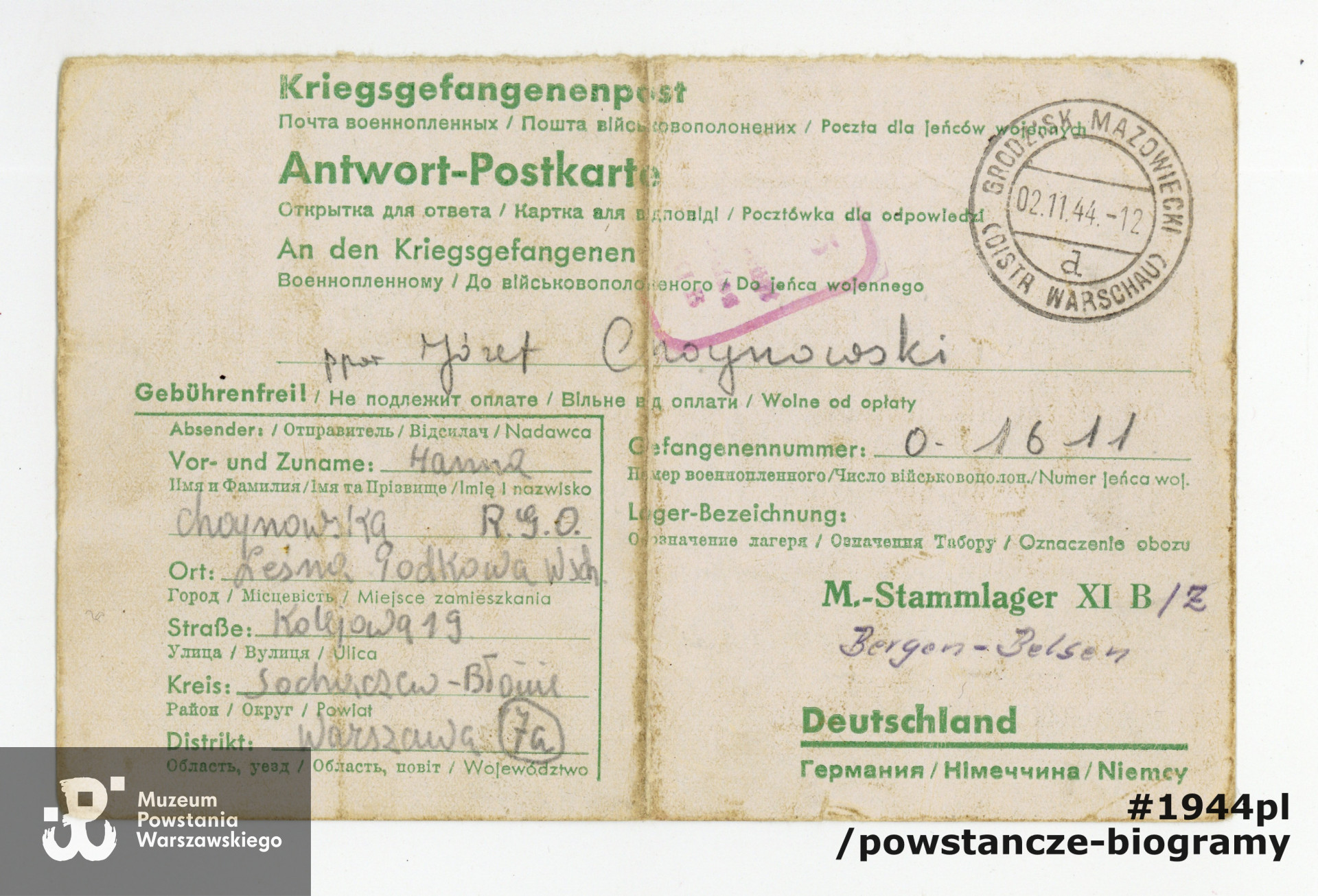 Z archiwum rodzinnego p. Michała Choynowskiego, syna.