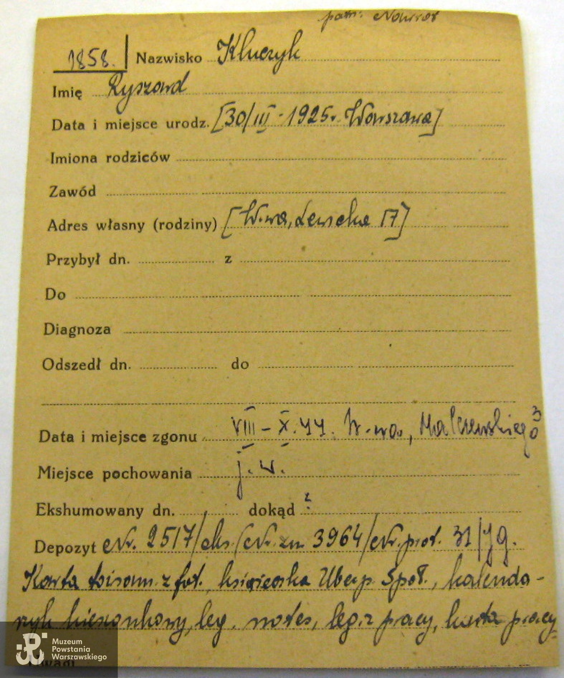 Polski Czerwony Krzyż - kartoteka