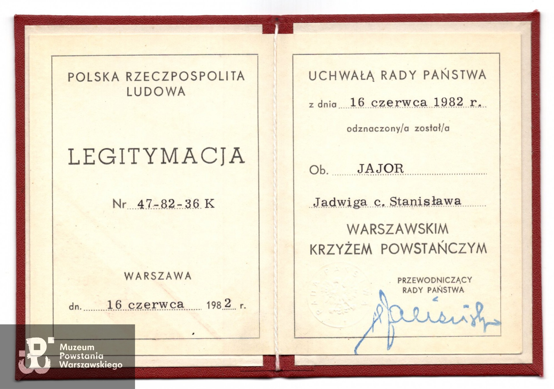 Warszawski Krzyż Powstańczy.  Ze zbiorów rodzinnych,  skany wykonano w Pokoju Kombatanta MPW, 2023