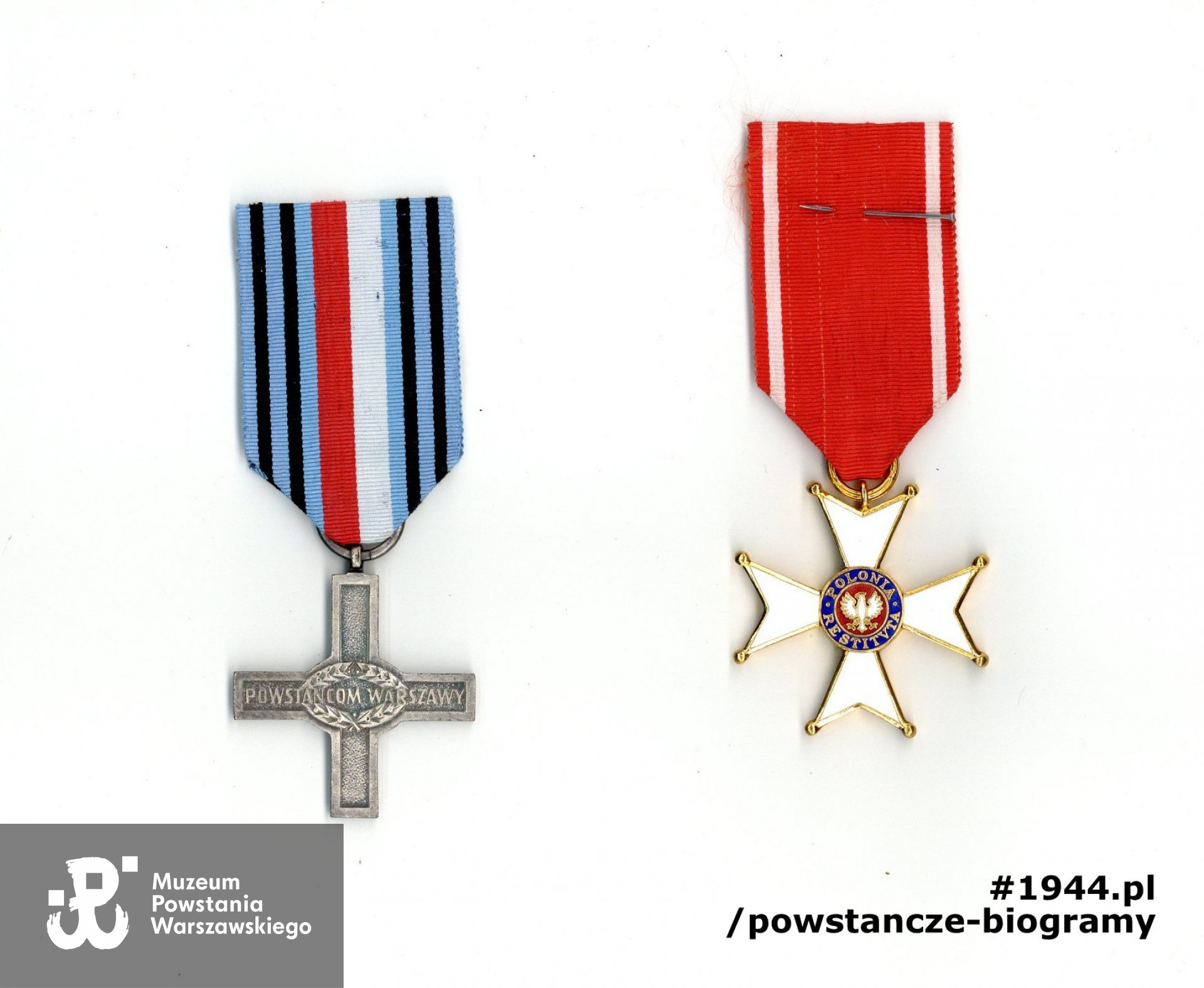 Odznaczenia - Warszawski Krzyż Powstańczy, Krzyż Kawalerski Orderu Odrodzenia Polski (Polonia Restututa).  Z archiwum rodzinnego p. Krystyny Prószyńskiej