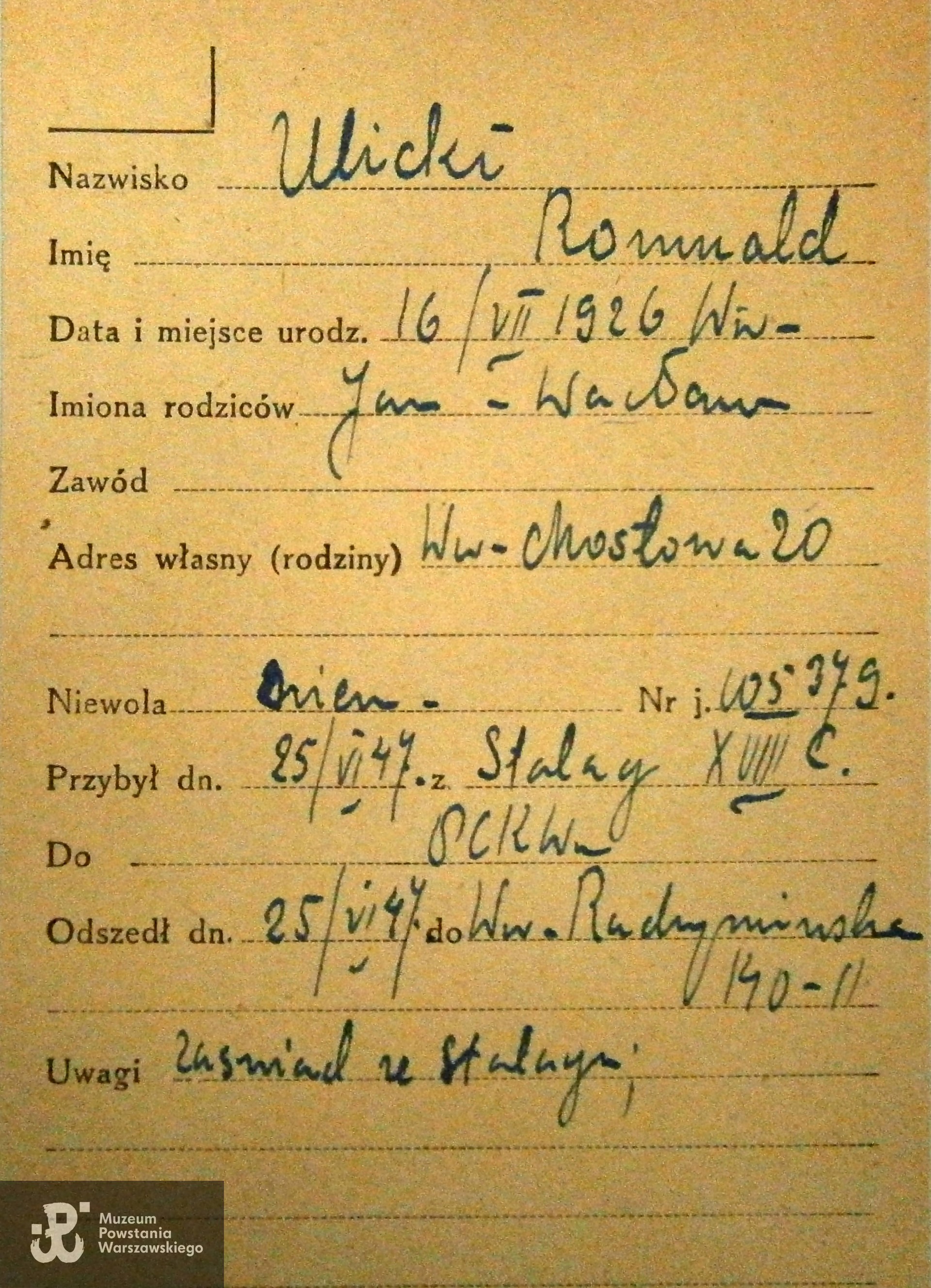 Polski Czerwony Krzyż - kartoteka