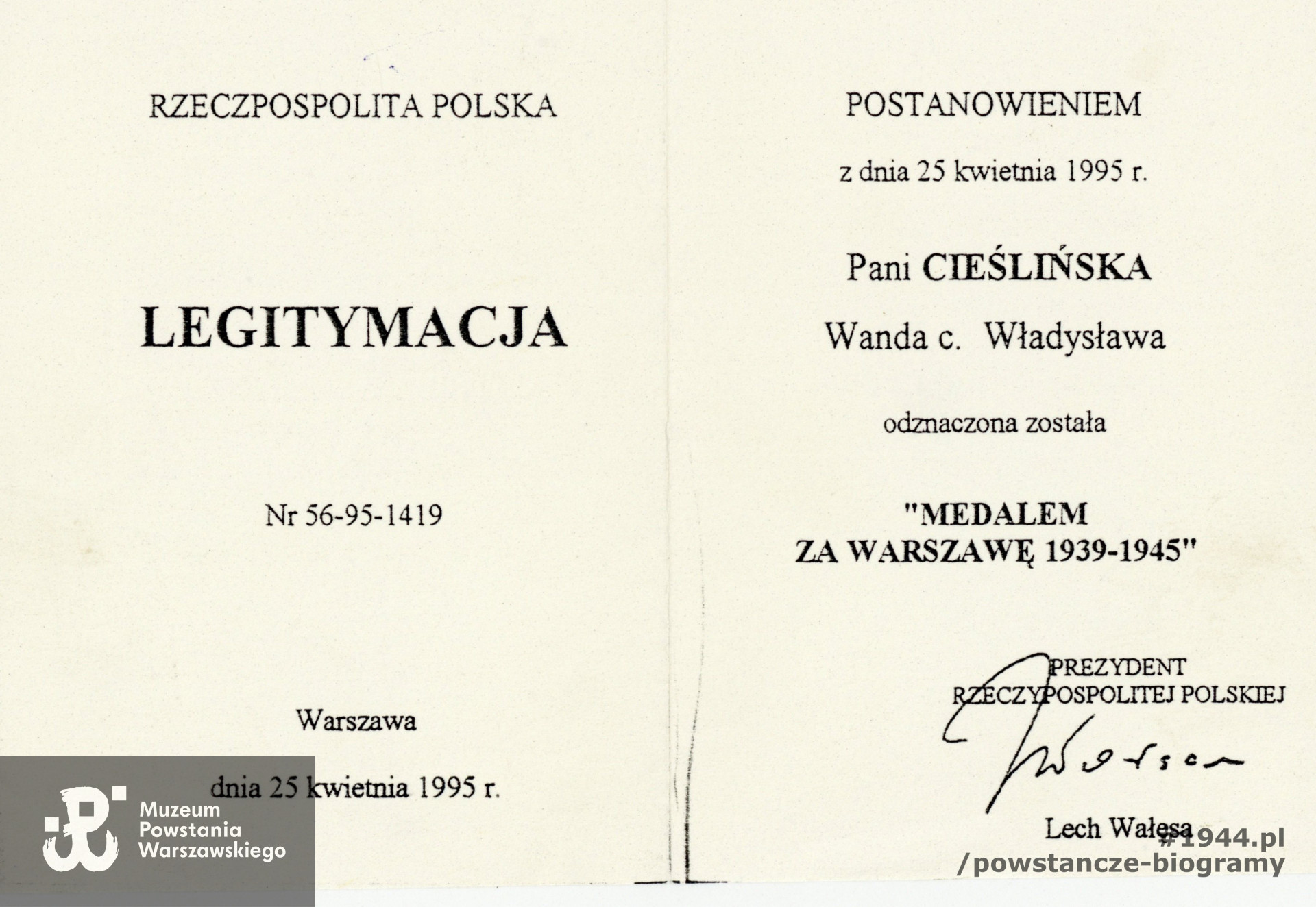 Ze zbiorów  p. Wandy Cieślińskiej ps. "Wanda"