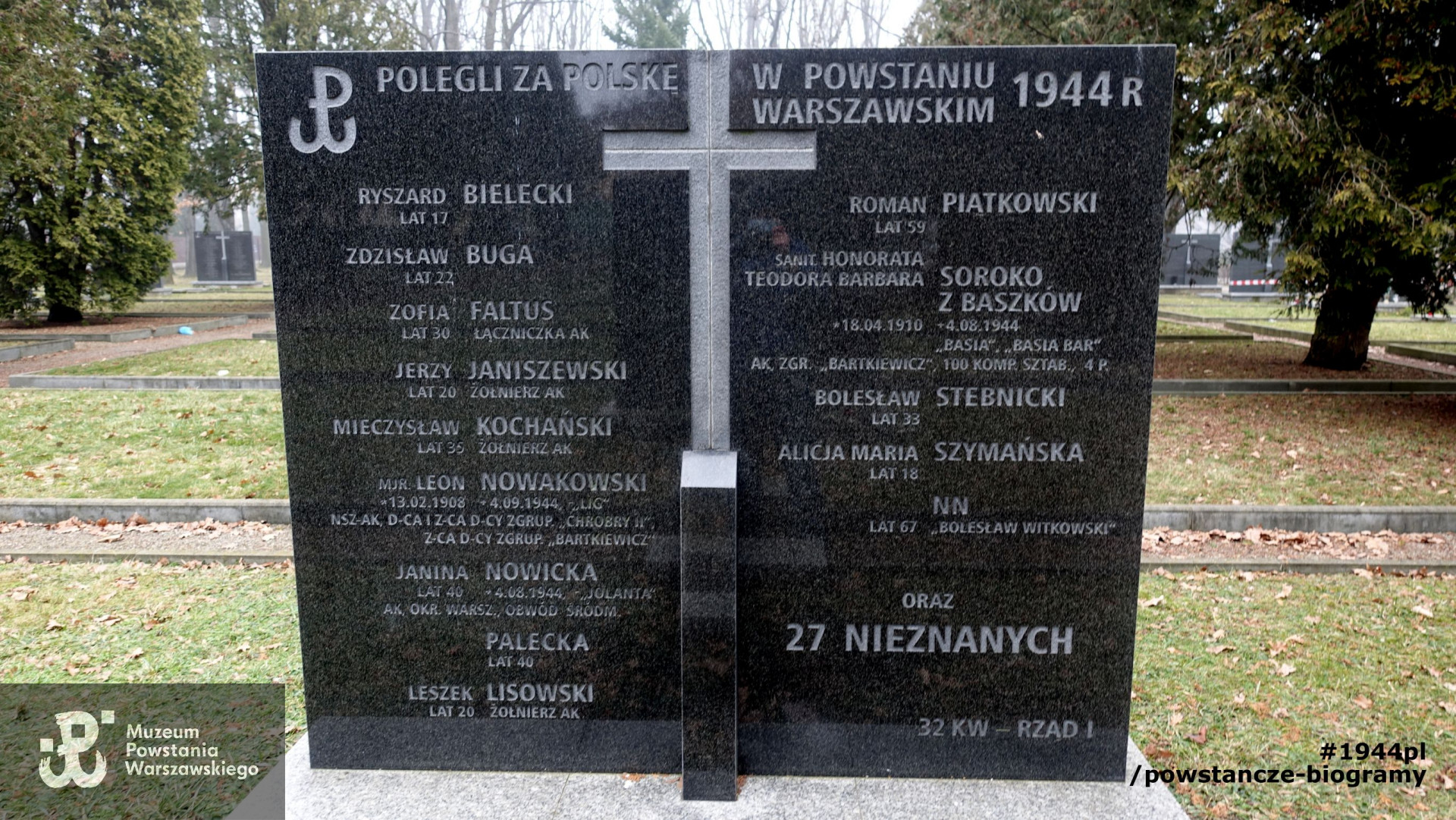 Cmentarz Powstańców Warszawy na Woli, kwatera 32.  Fot.  z zasobu dokumentacji cmentarnej Działu Archiwum MPW