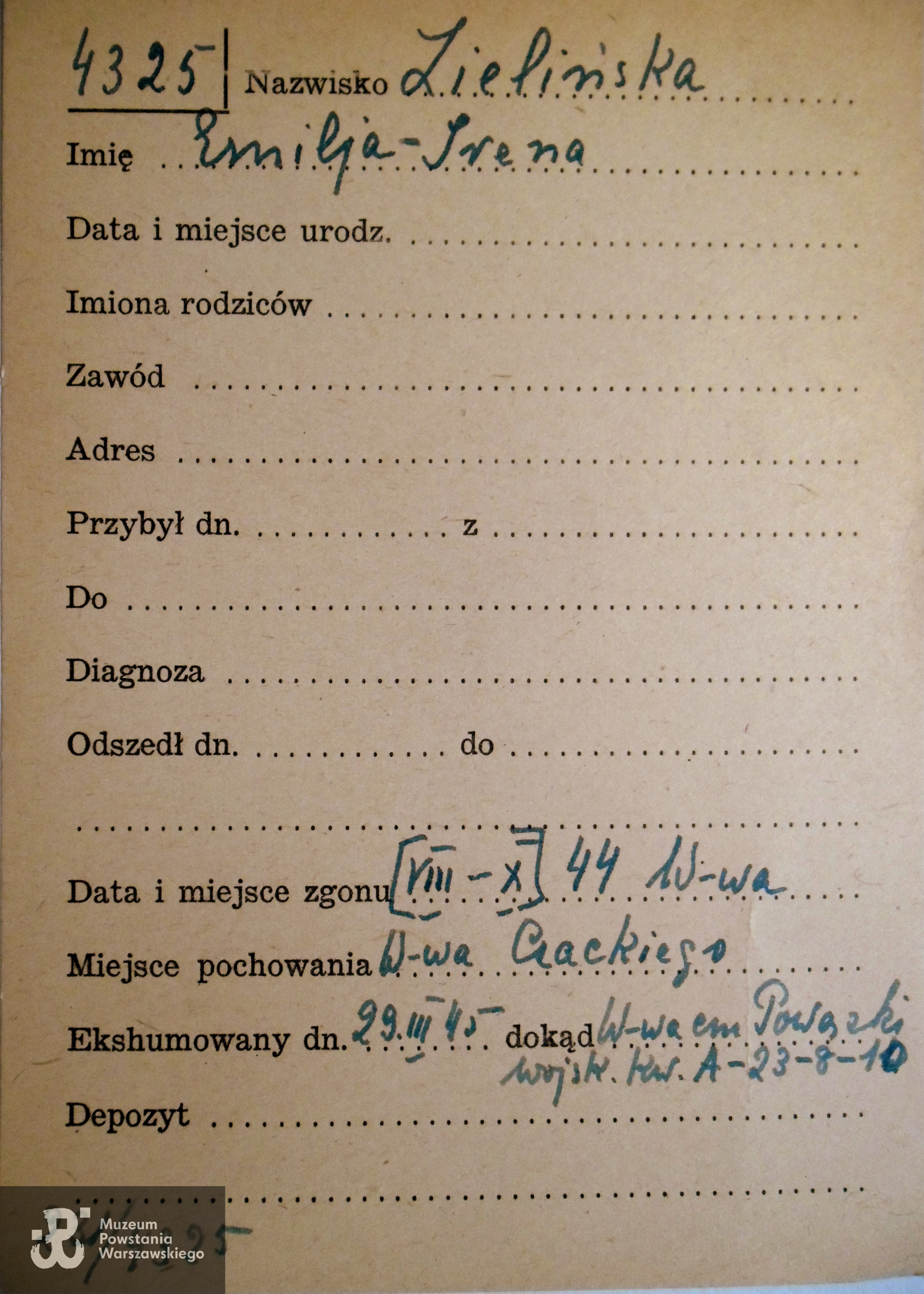 Polski Czerwony Krzyż - kartoteka