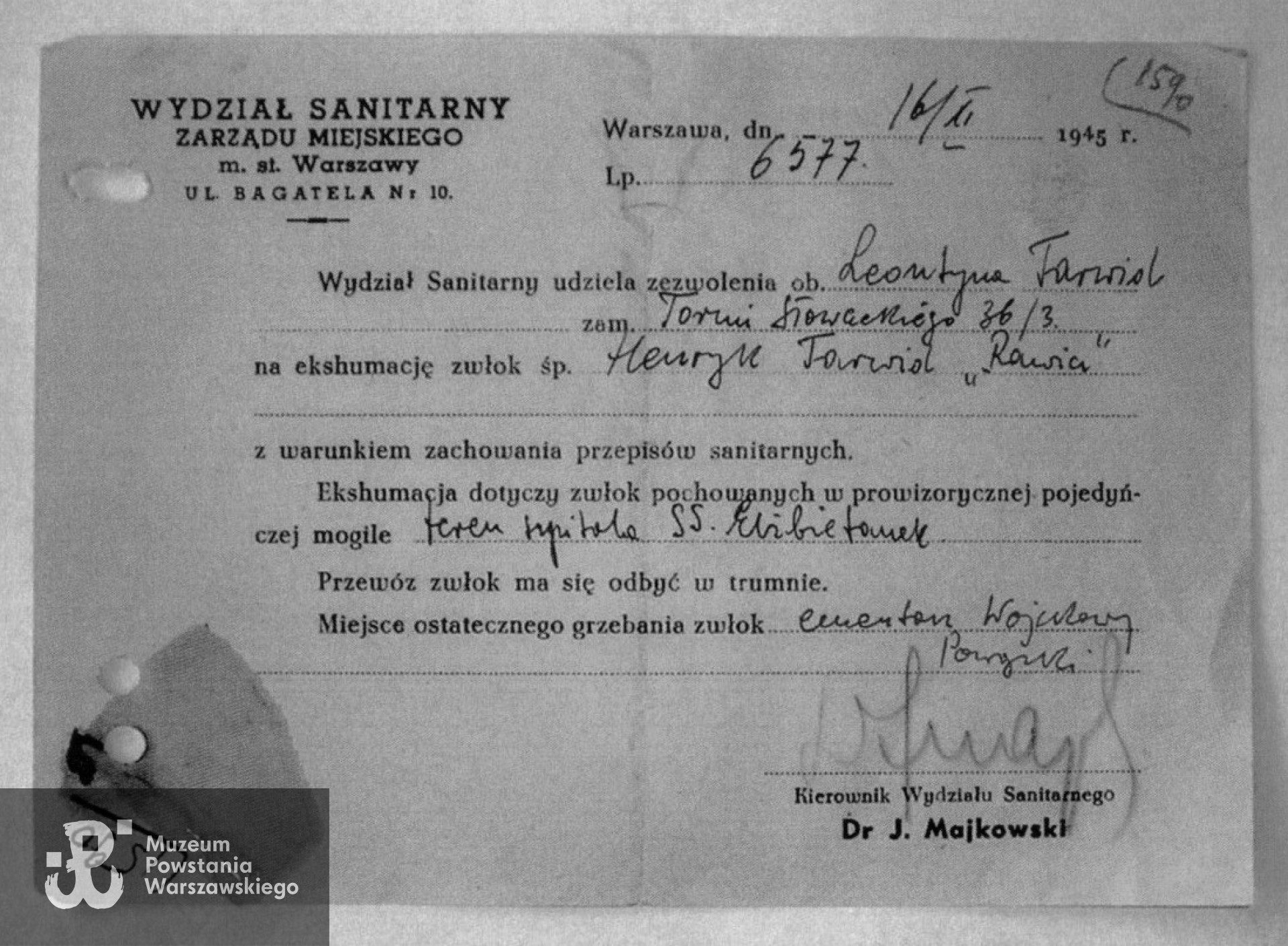 Zarząd Cmentarzy Komunalnych w Warszawie - Cmentarz Powązki Wojskowe, Księga Pochowań nr 1945/1554-1657