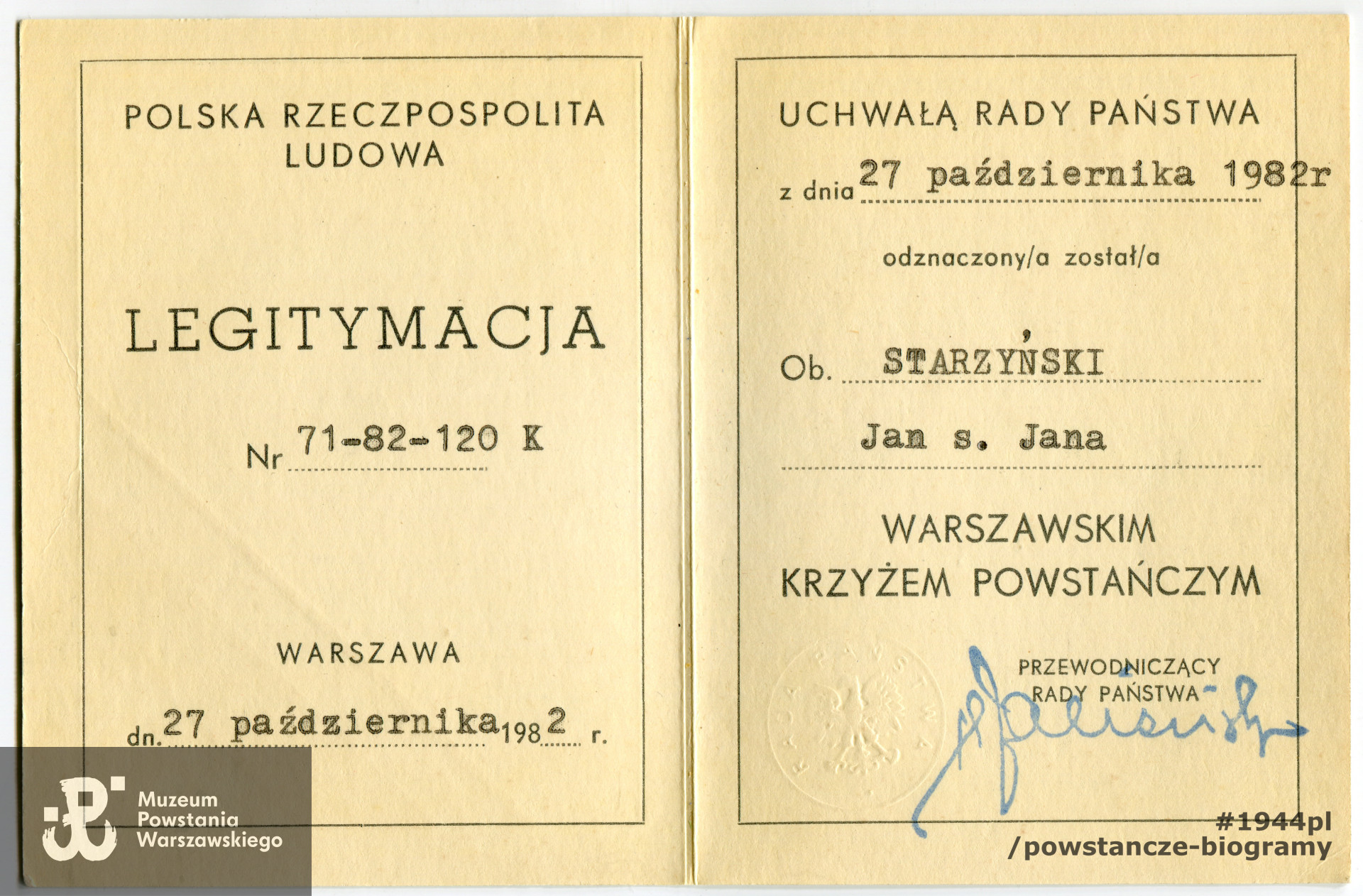 Legitymacja WKP. Dokument  z archiwum rodzinnego p. Iwony Powierzy
