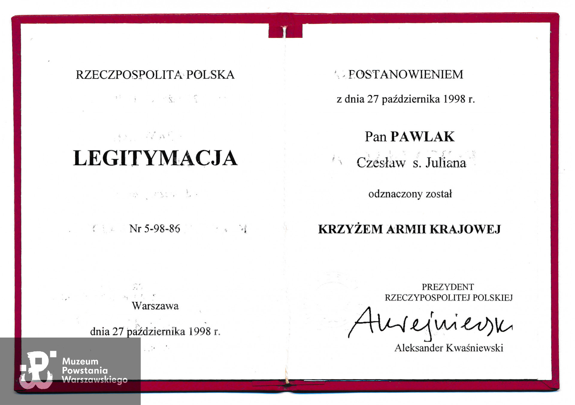 Ze zbiorów rodzinnych, skany wykonano w Dziale Kombatanta MPW