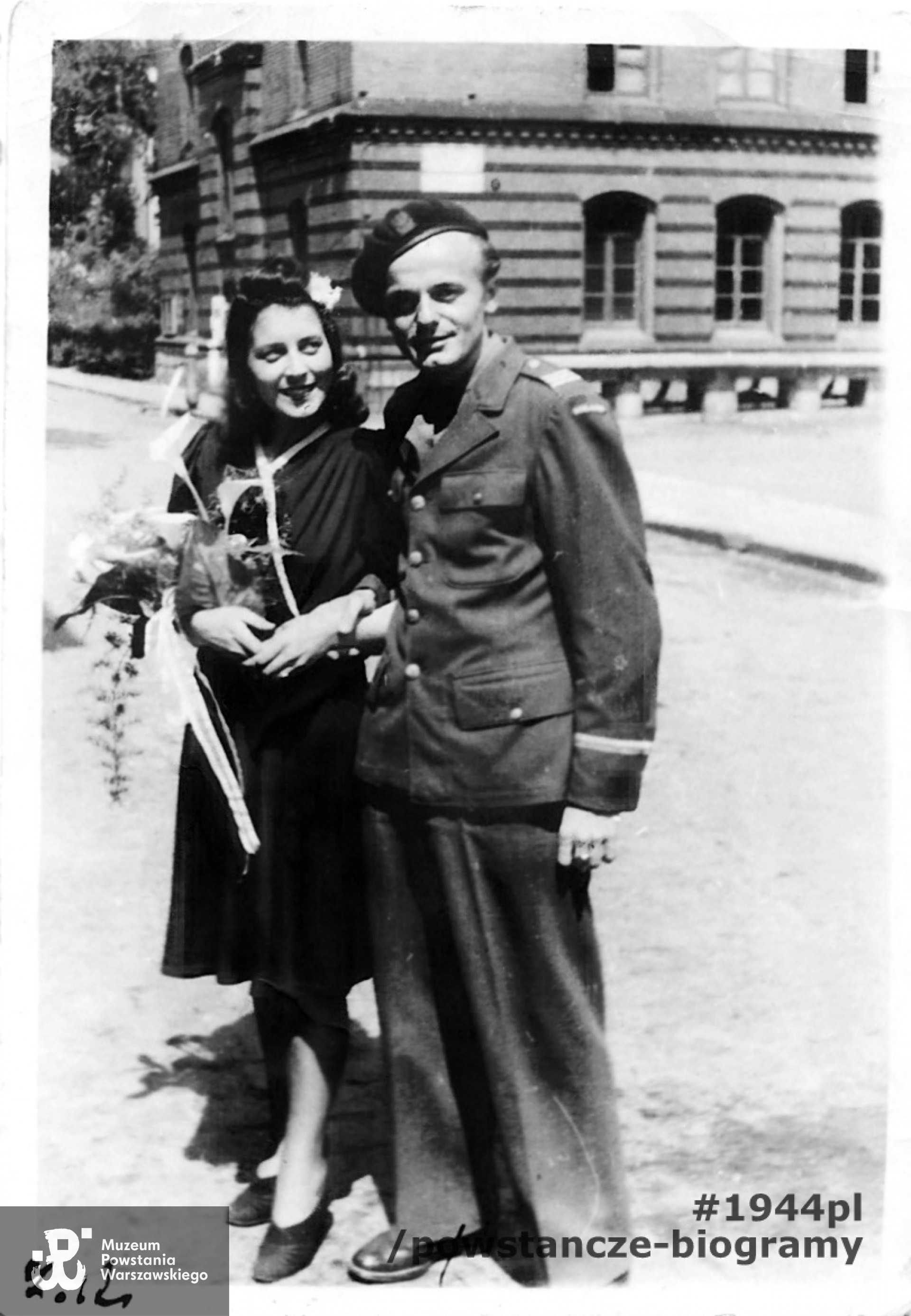 Młoda para - kpr. pchor. Jerzy Marek i Irena Rogalska - Marek. 1946 rok.