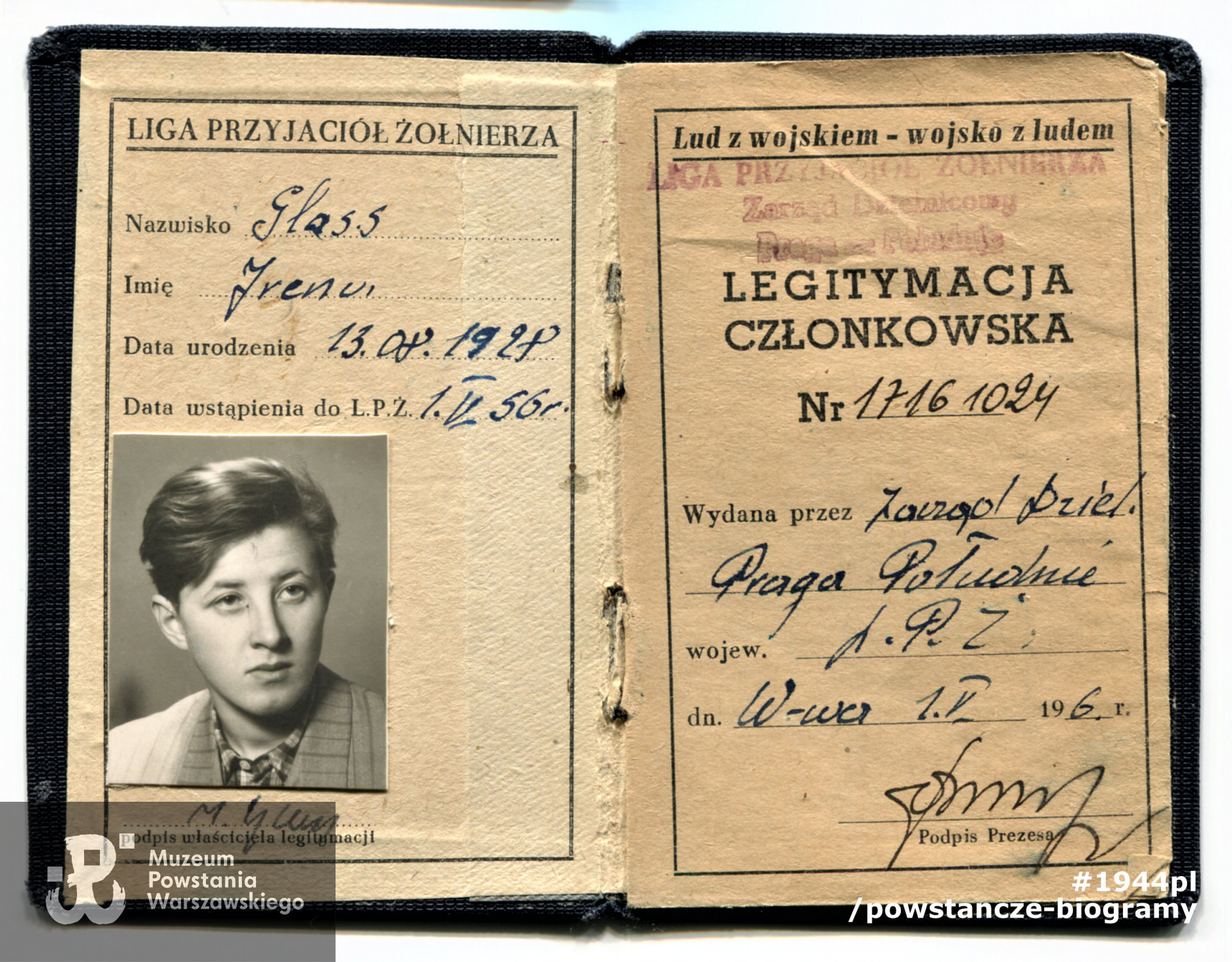 Dok. ze spuścizny po  Pani Irenie Glass,  udostępniła  p. Monika Pakuła. Skany wykonano w Muzeum Powstania Warszawskiego w październiku 2021 r.