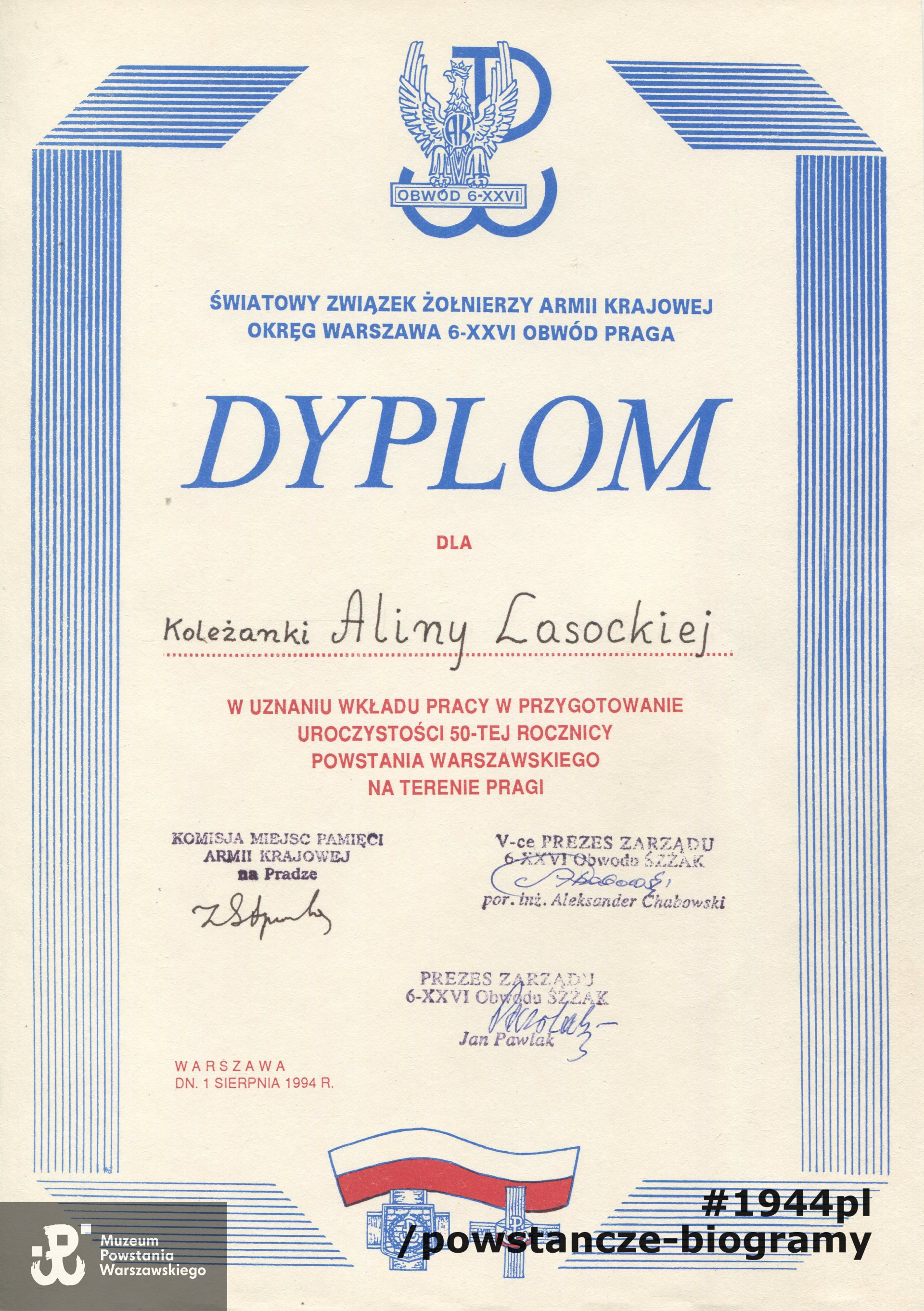 Archiwum rodzinne, skan: materiały do Słownika Uczestników Powstania Warszawskiego - Pokój Kombatanta MPW