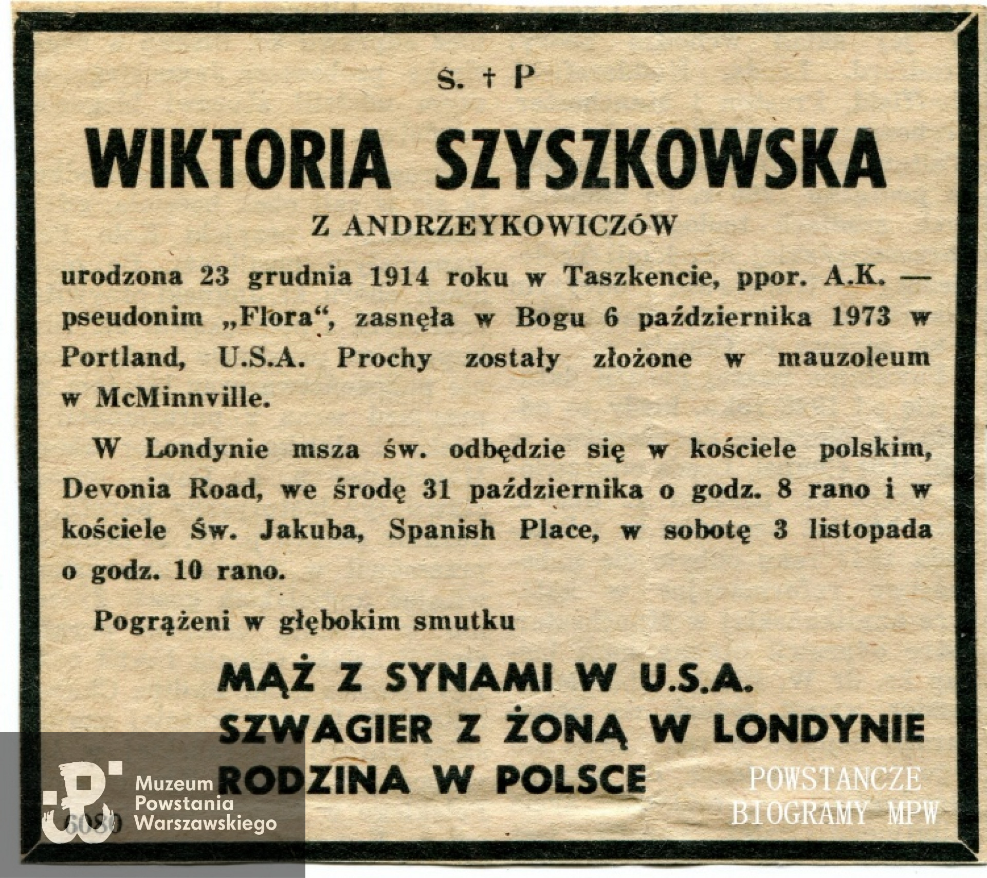 Nekrolog prasowy. Z archiwum rodzinnego Andrzeja Urbańca