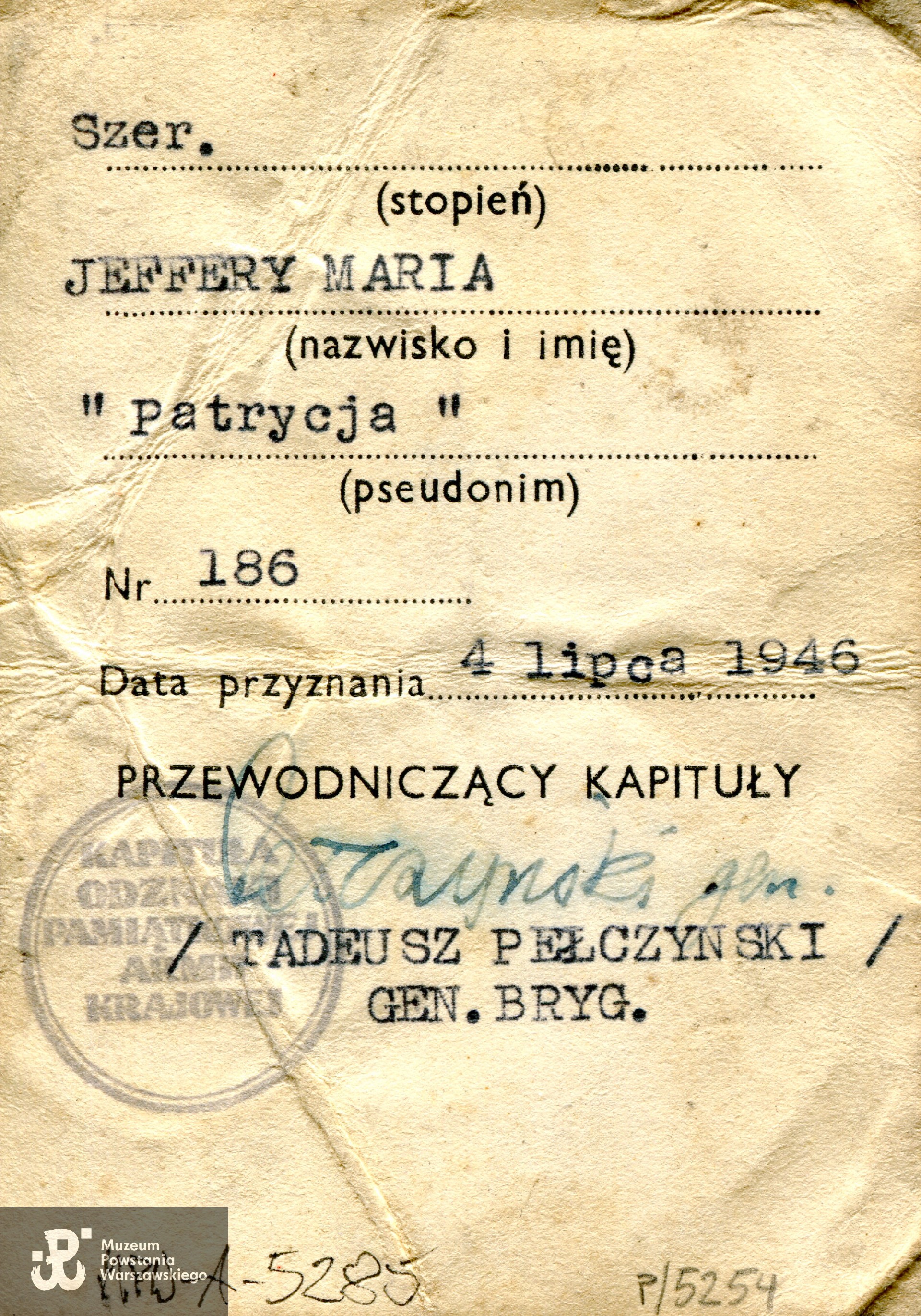 Ze zbiorów Muzeum Powstania Warszawskiego, sygn. MPW-A/5285 (P/5254), dar Marii Uszyckiej-Jeffery