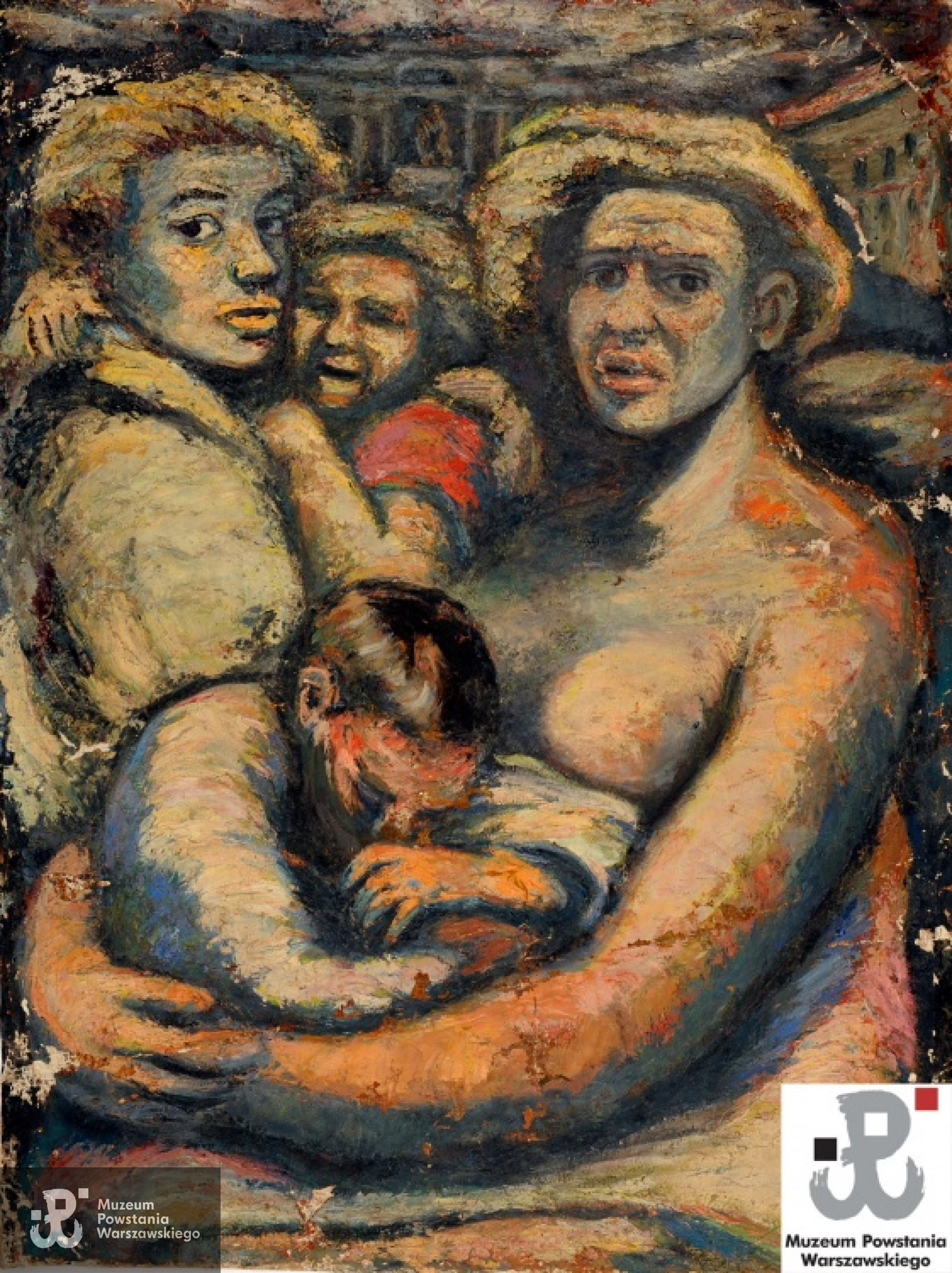 Obraz „W obronie dzieci”  (1955 - 1965), zbiory MPW, sygn. MPW-M/2532