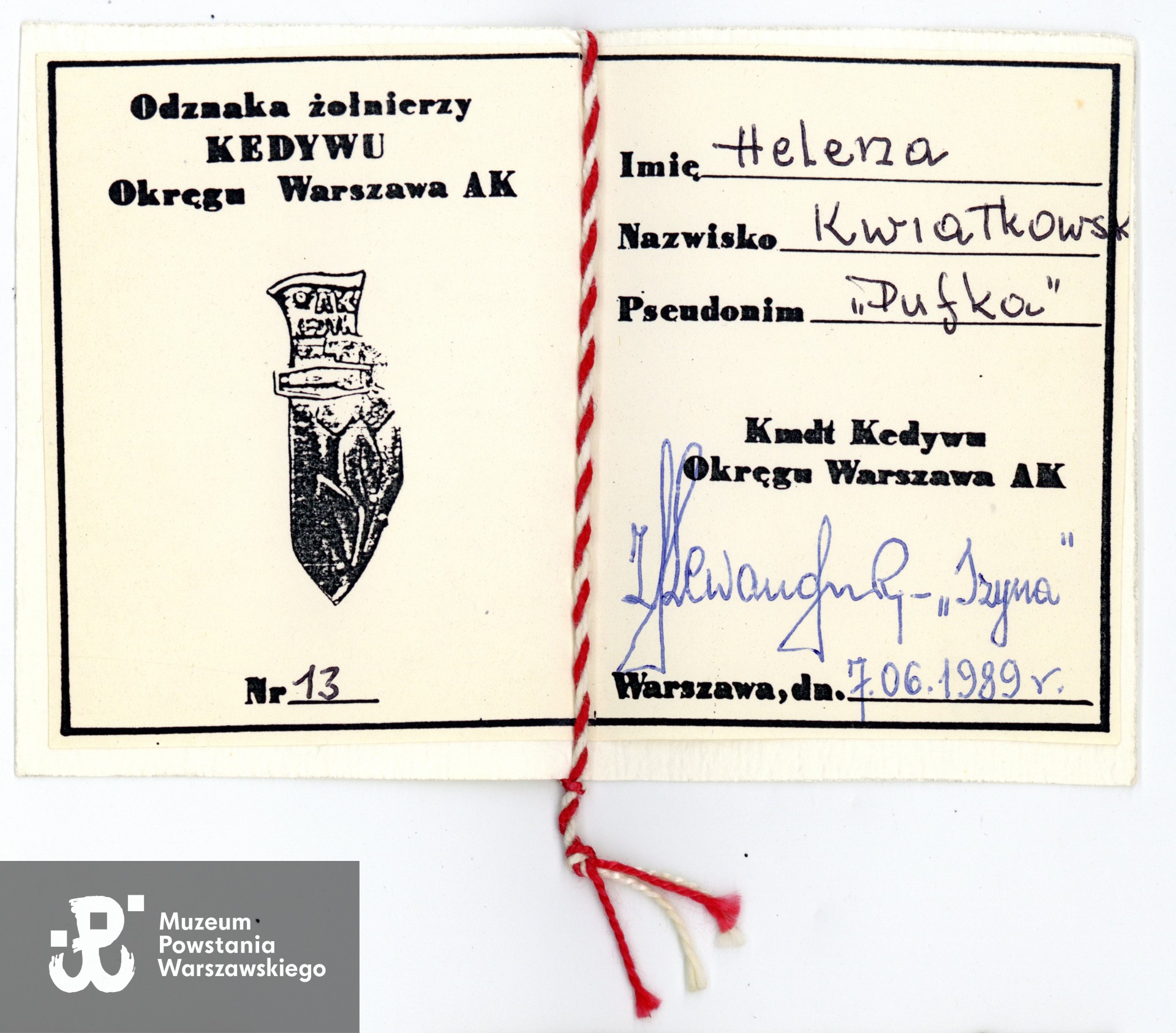 Odznaka Żołnierzy Kedywu Okręgu Warszawa AK.