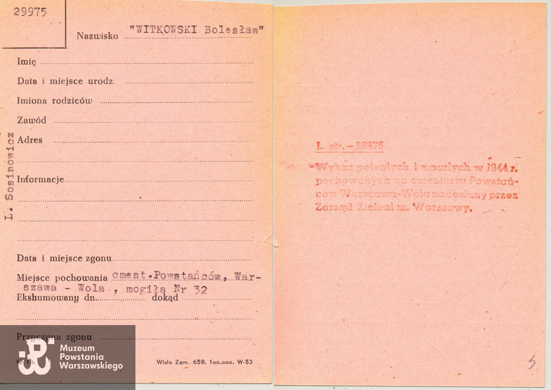 Polski Czerwony Krzyż - kartoteka