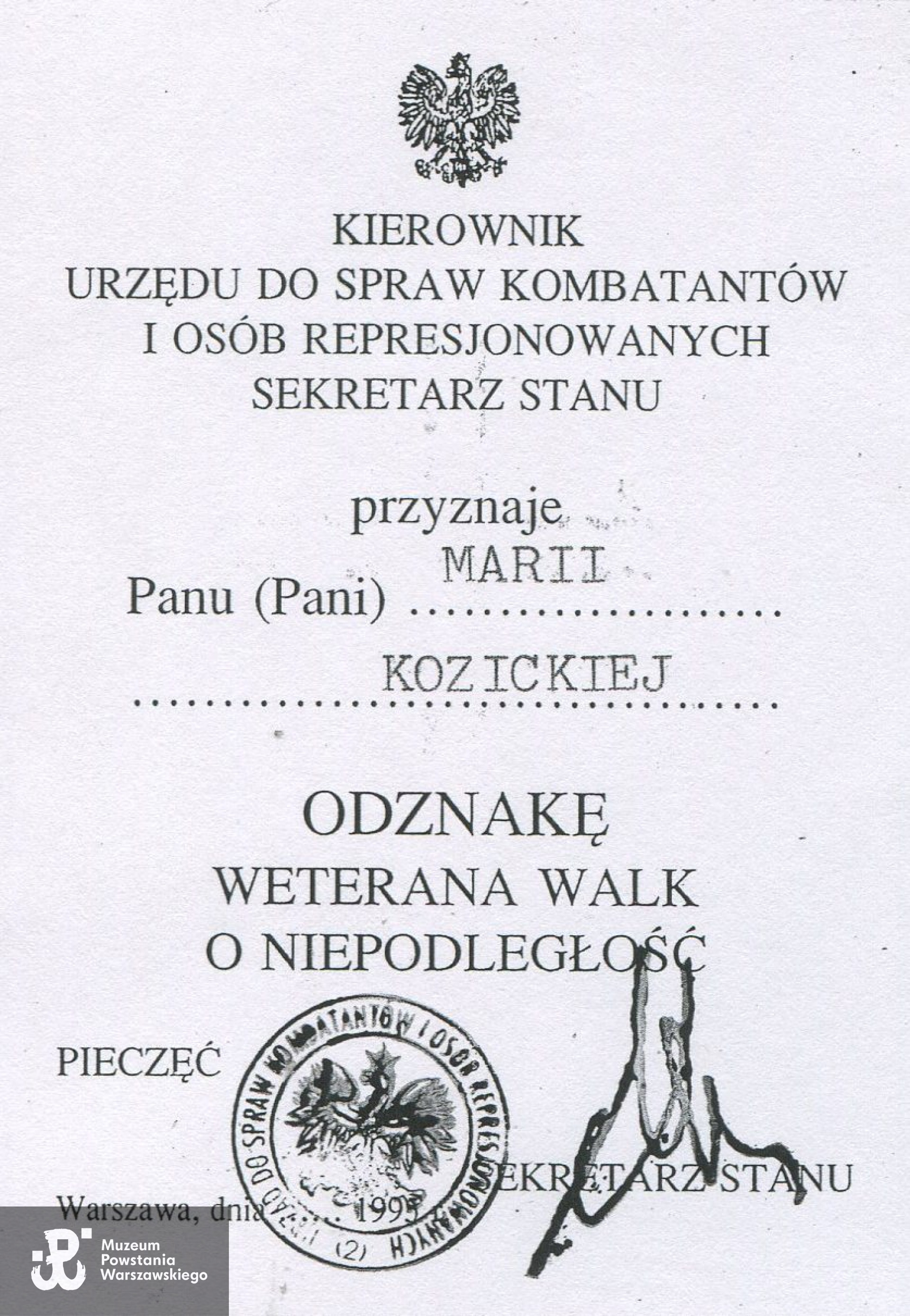 Z archiwum  Marii Kozickiej