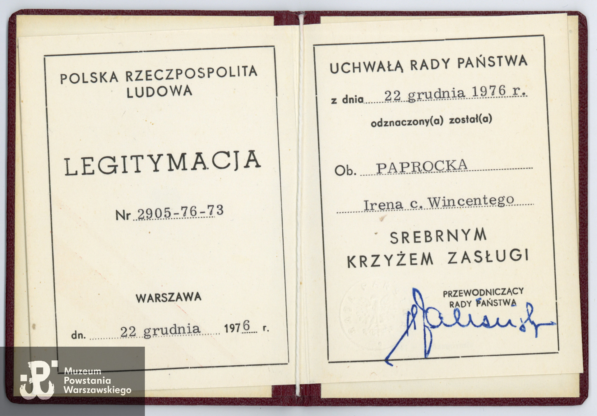 Dokument  ze zbiorów rodzinnych, skany wykonano w Muzeum Powstania Warszawskiego, 2019