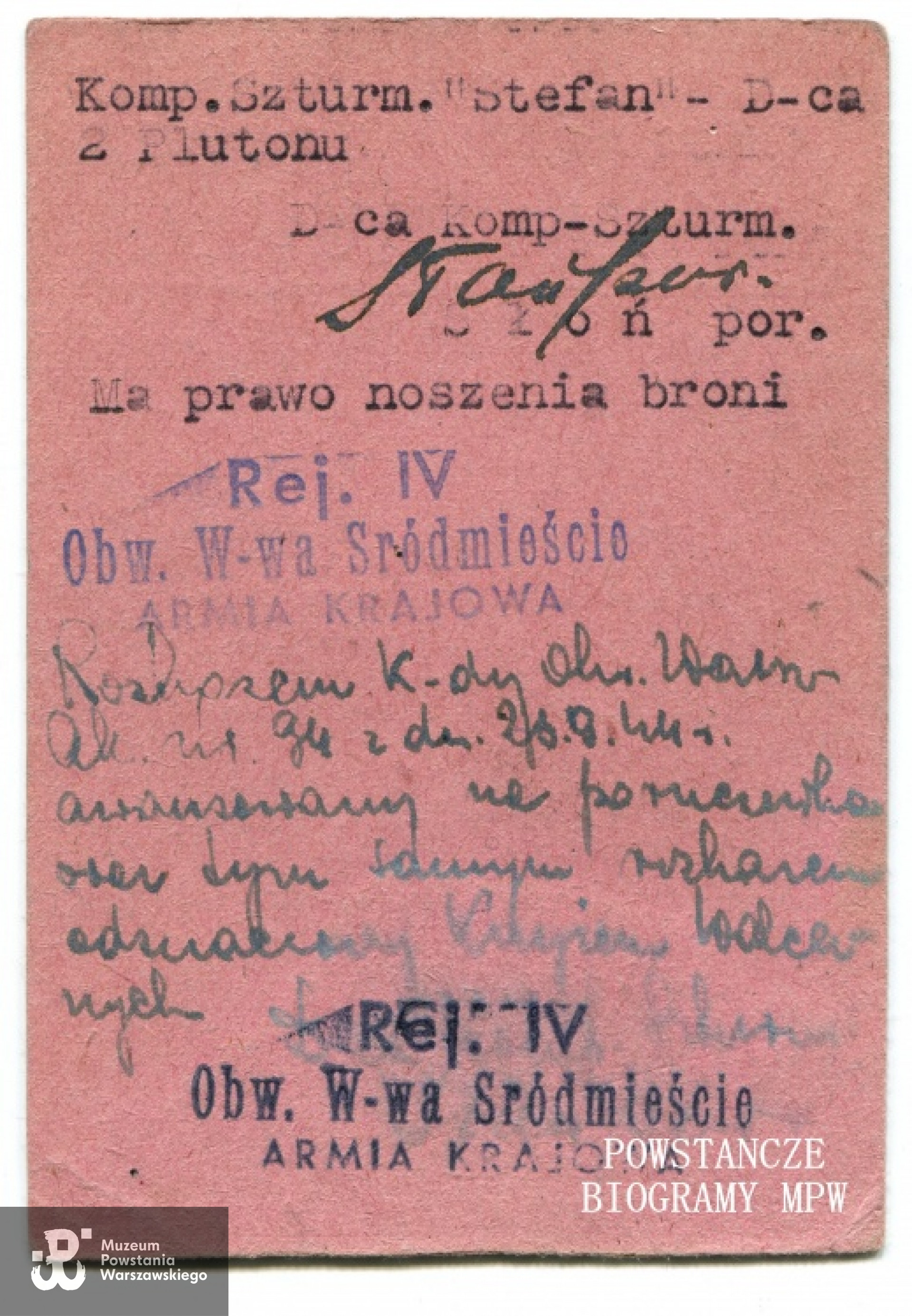 Legitymacja żołnierza Armii Krajowej - rewers. Fot. archiwum rodzinne