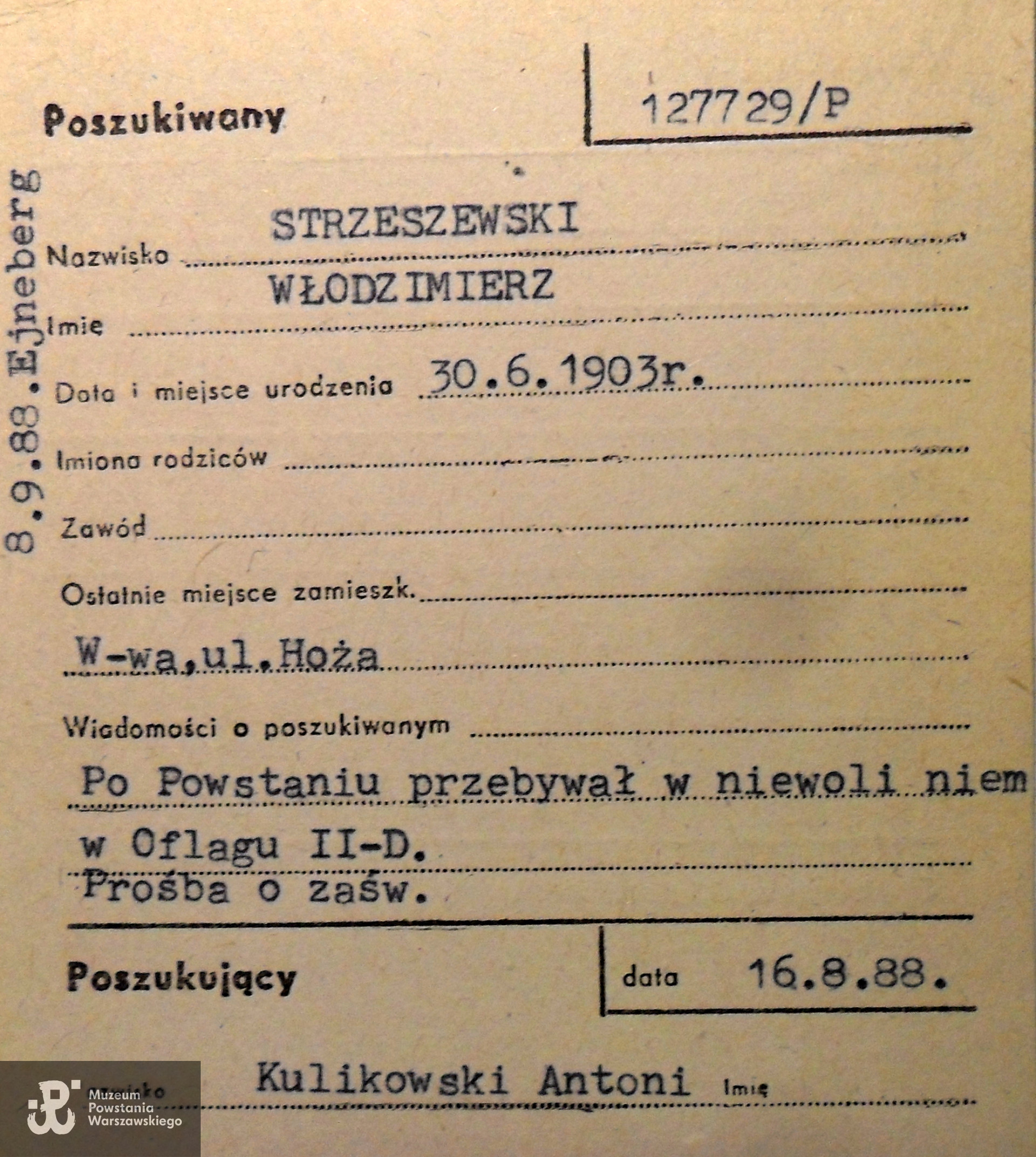 Polski Czerwony Krzyż - kartoteka poszukiwań