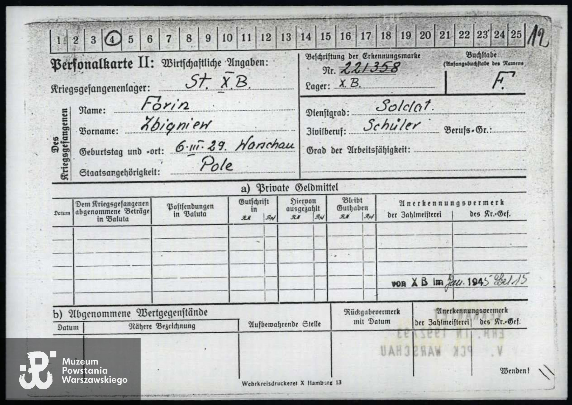 Skan: materiały do Słownika Uczestników PW - zasób Pokoju Kombatanta MPW