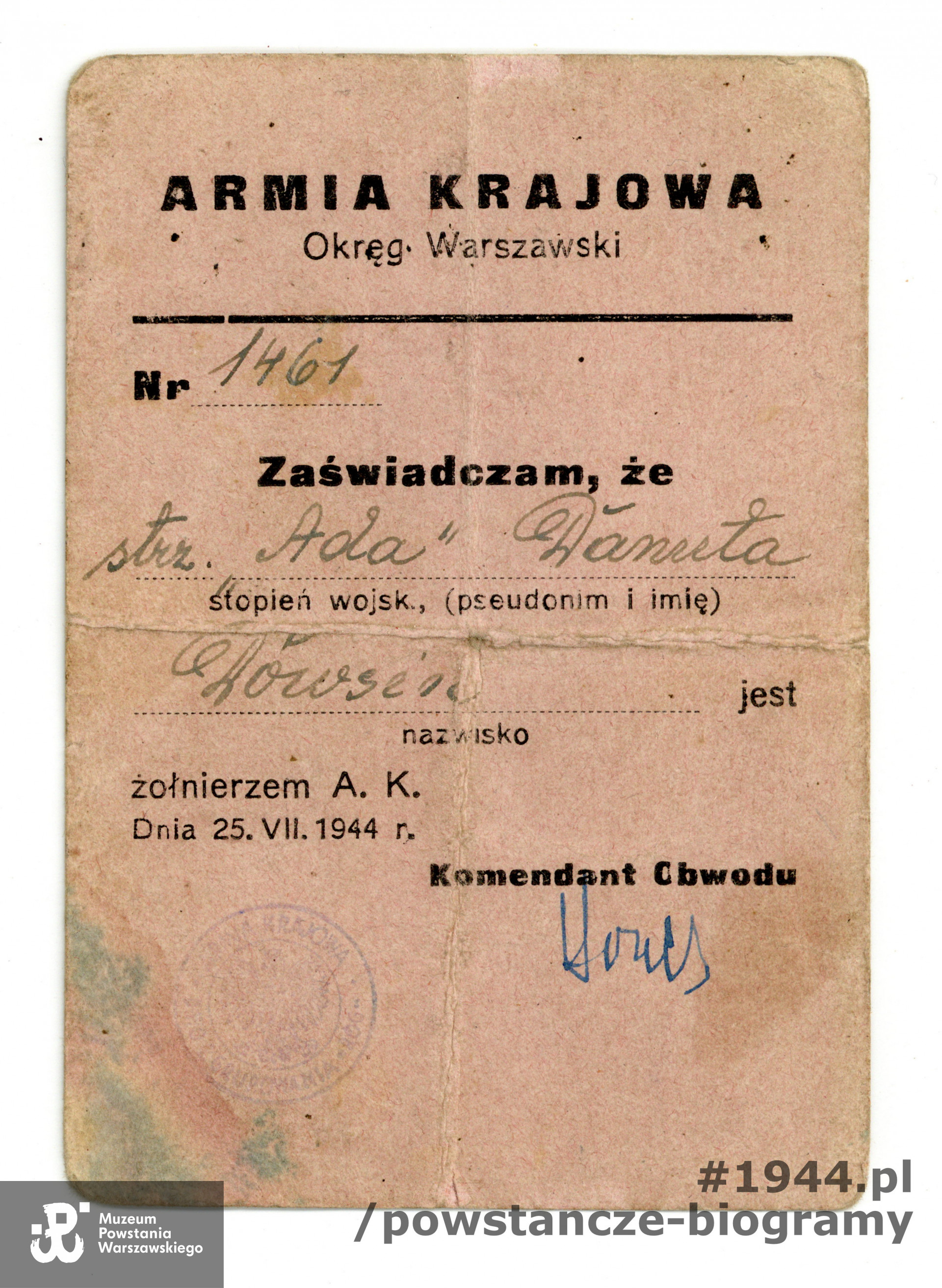 Ze zbiorów Muzeum Powstania Warszawskiego, sygn. P/3366-68, dar p. Danuty Zadig z domu Dowsin