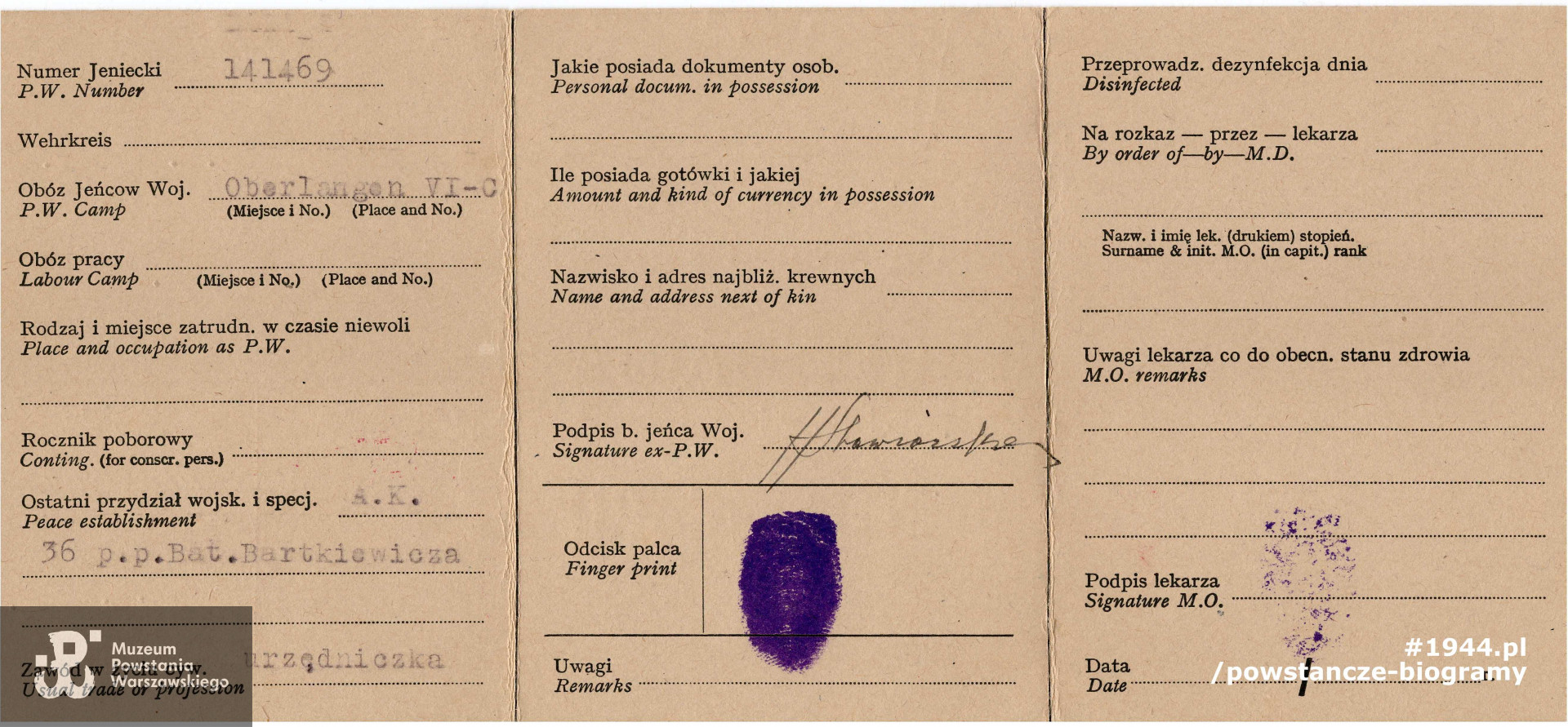 Ze zbiorów Muzeum Powstania Warszawskiego, sygn. P/8918/17, dar córki, p. Małgorzaty Margrie