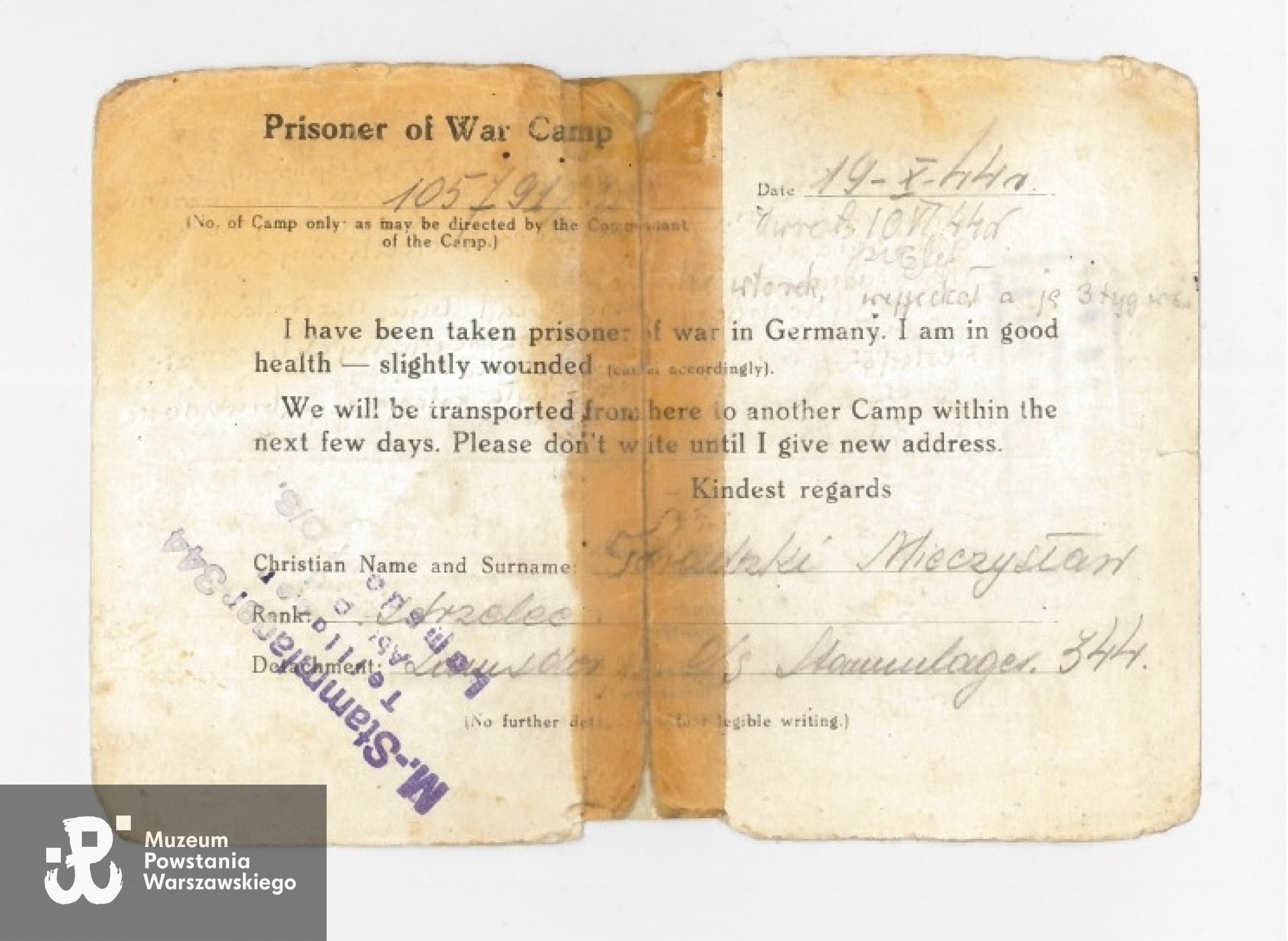 Korespondencja ze stalagu. Z archiwum rodzinnego Andrzeja Poradzkiego