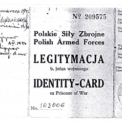 Legitymacja byłego  jeńca wojennego (Identity Card for Ex-Prisoner of War). Fot. materiały do Słownika Biograficznego Uczestników Powstania gromadzone przez Pokój Kombatanta MPW